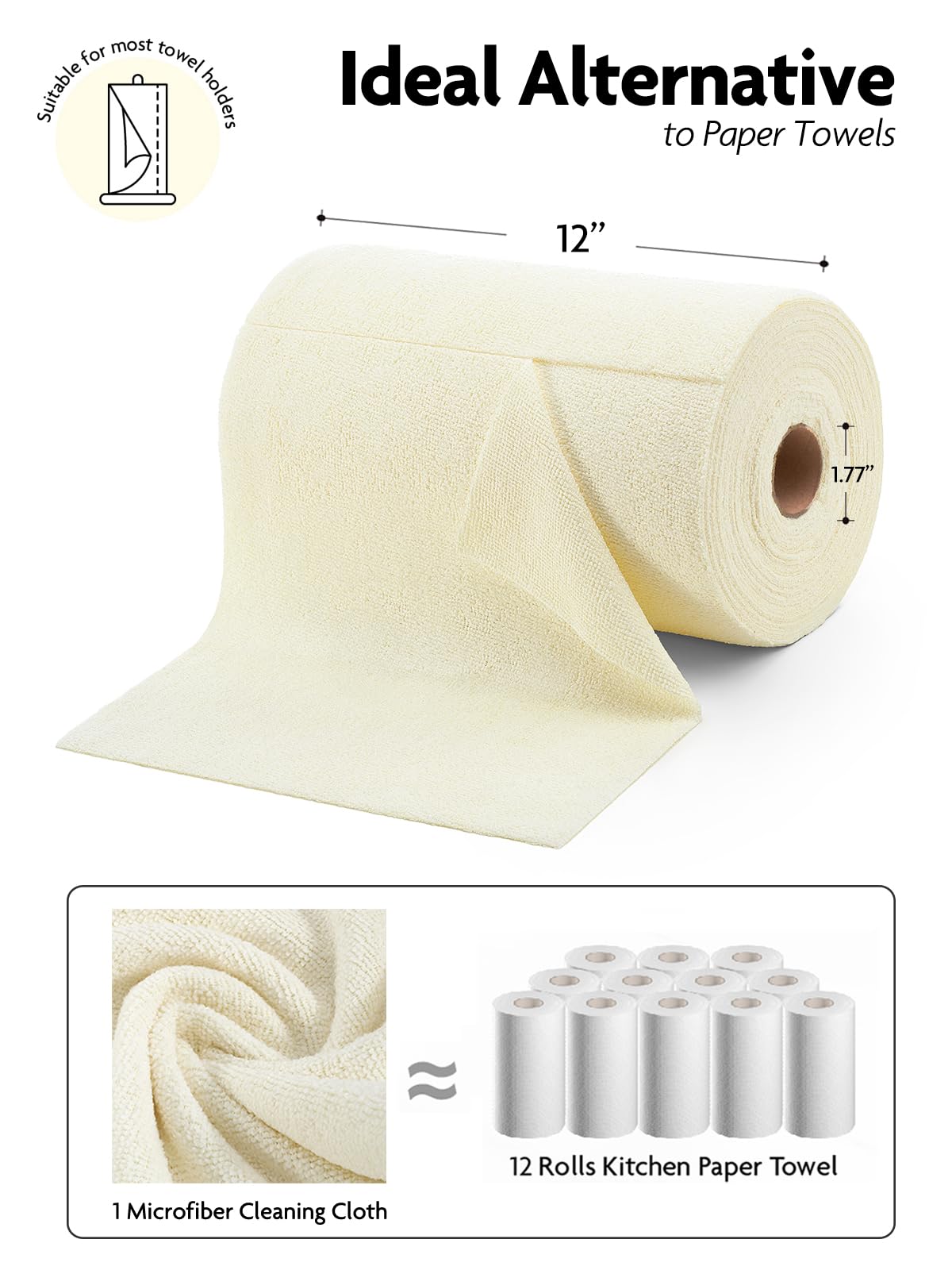 Microfiber Cleaning Cloth Roll (75 Count)