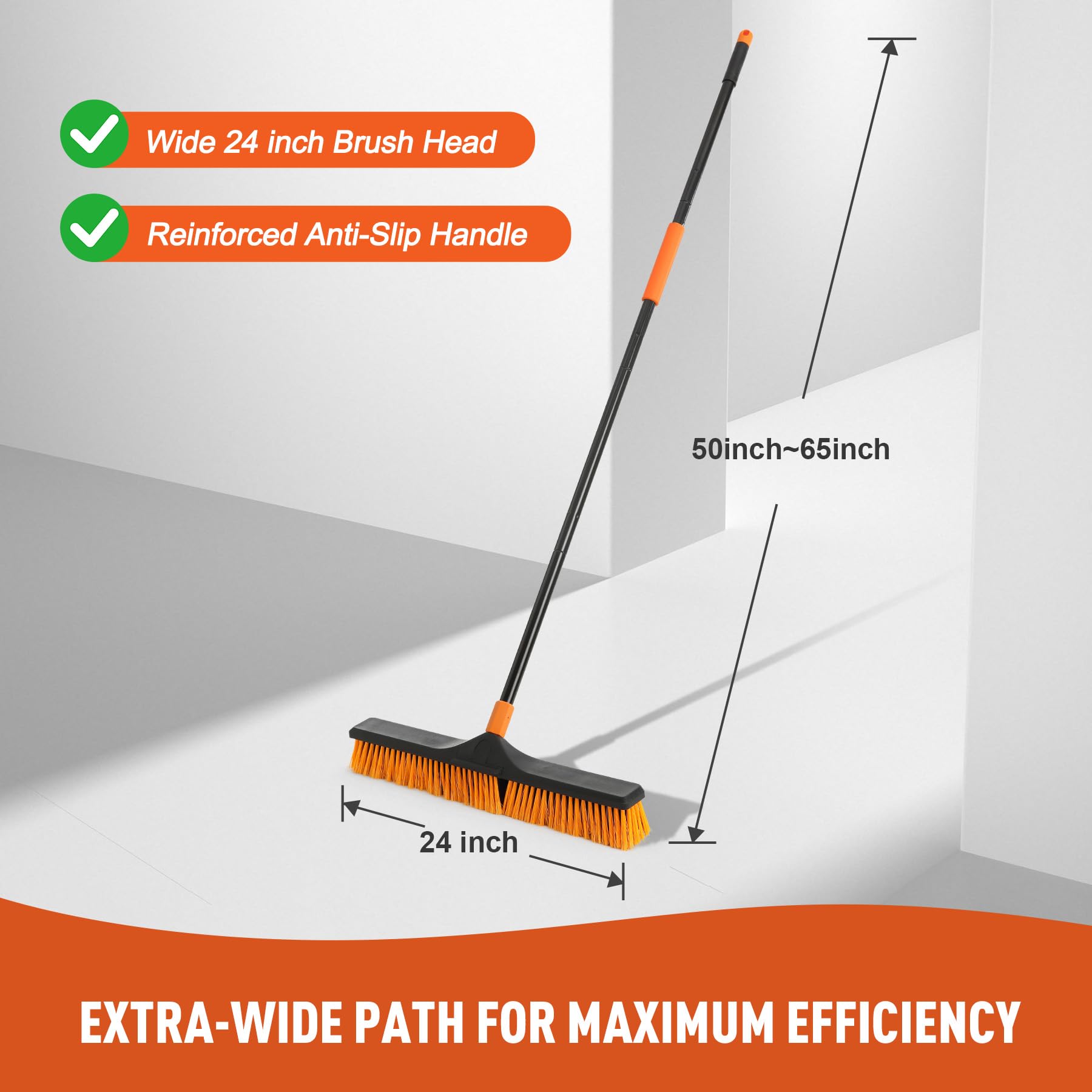 24" Push Broom Brush Outdoor for Shop