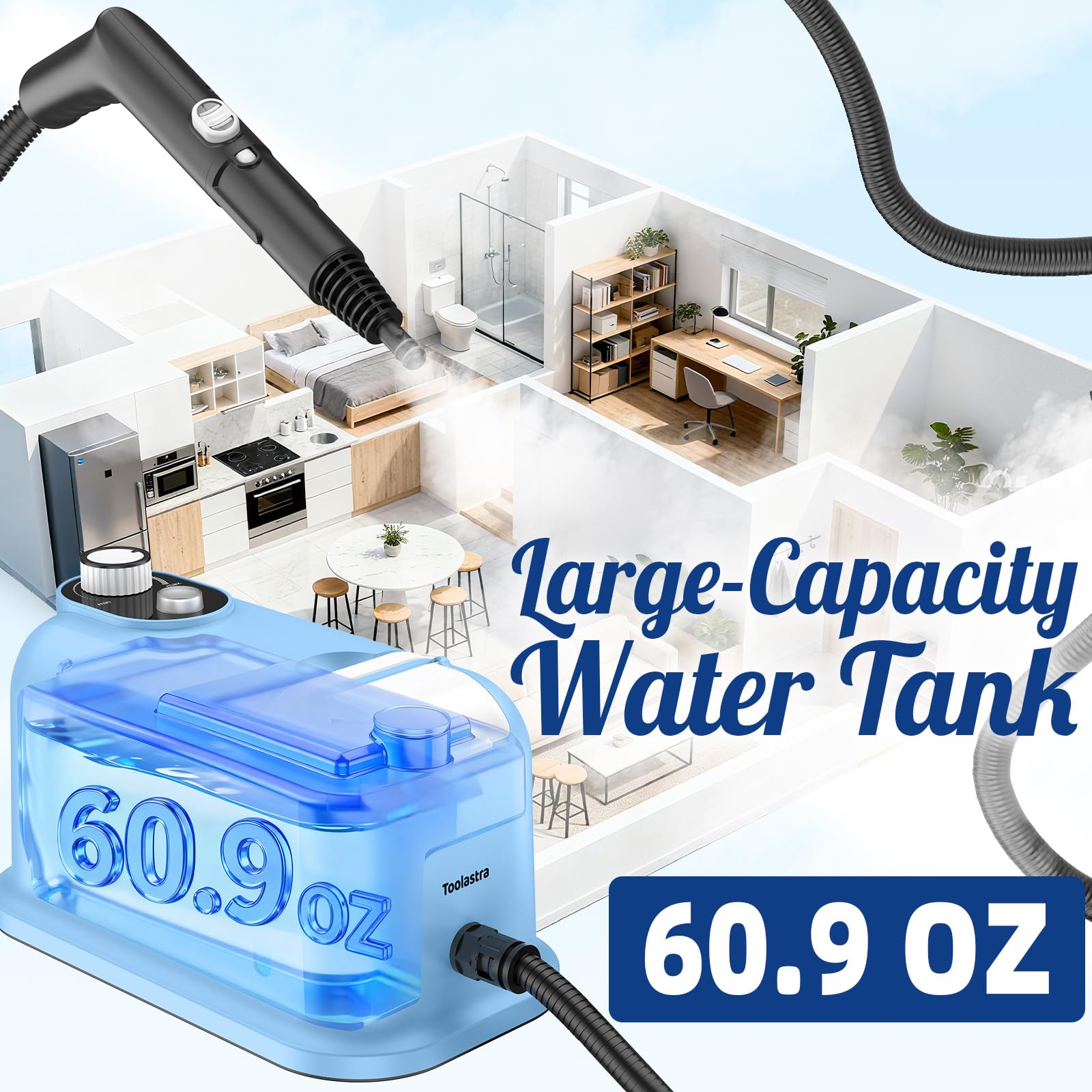 60.87oz Heavy Duty Steam Cleaner 10s Rapid Heating Handheld Steam Cleaner for Home