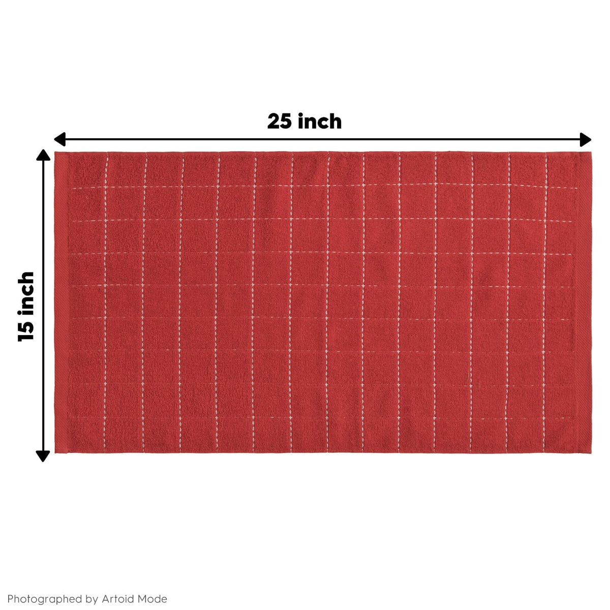 Checkered Designed Cotton Beige Red Terry Kitchen Dish Towels (4 Count)