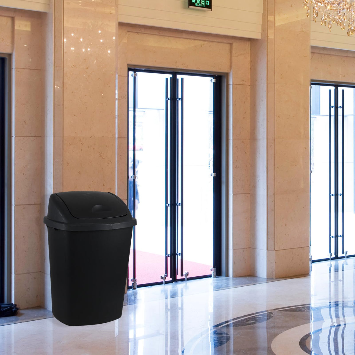 18 Gallon Plastic Garbage Bin with Swing Lid (4 Count)