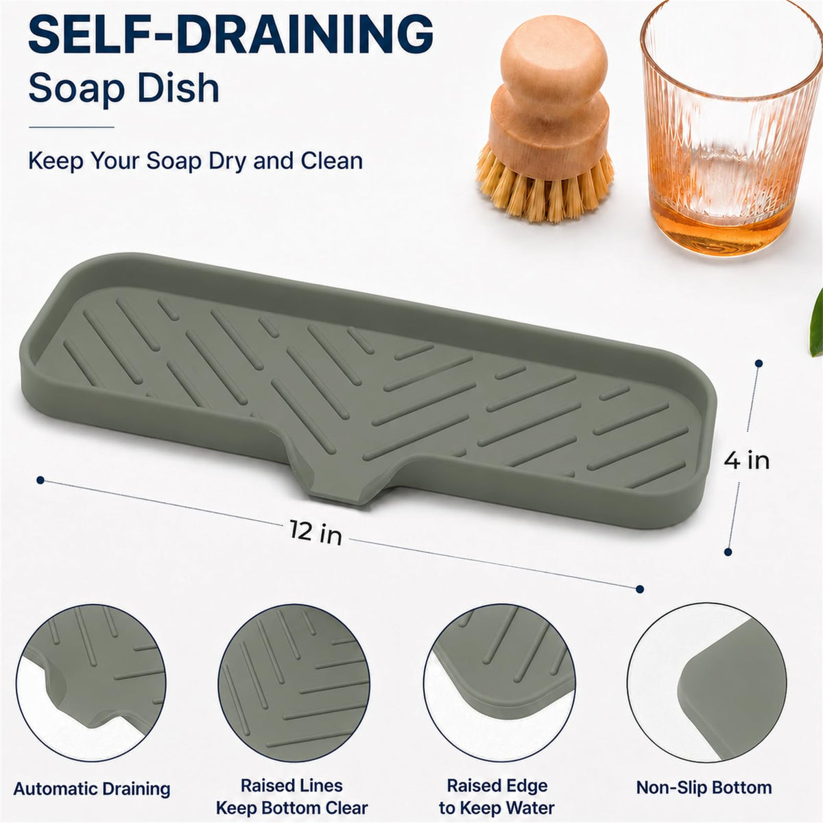 Silicone Soap Dish with Drain Spout