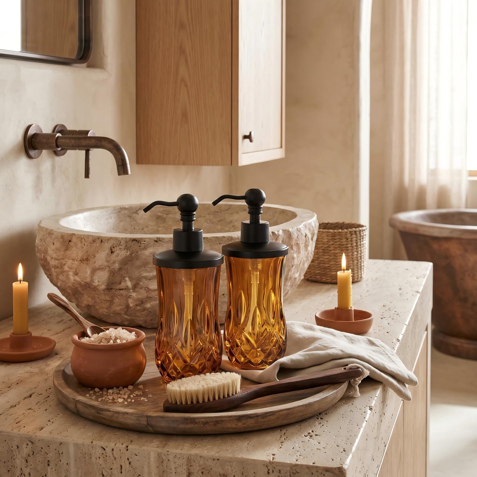2 Pack 9Oz Amber Soap Dispenser (2 Count)