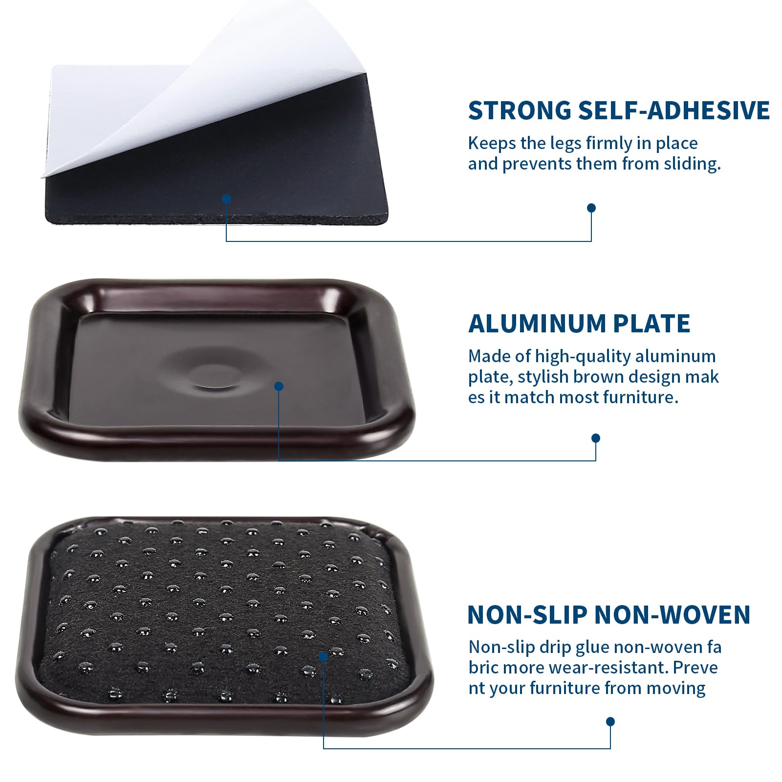 1.75" Square Non Slip Furniture Pads to Prevent Floor Scratches (16 Count)