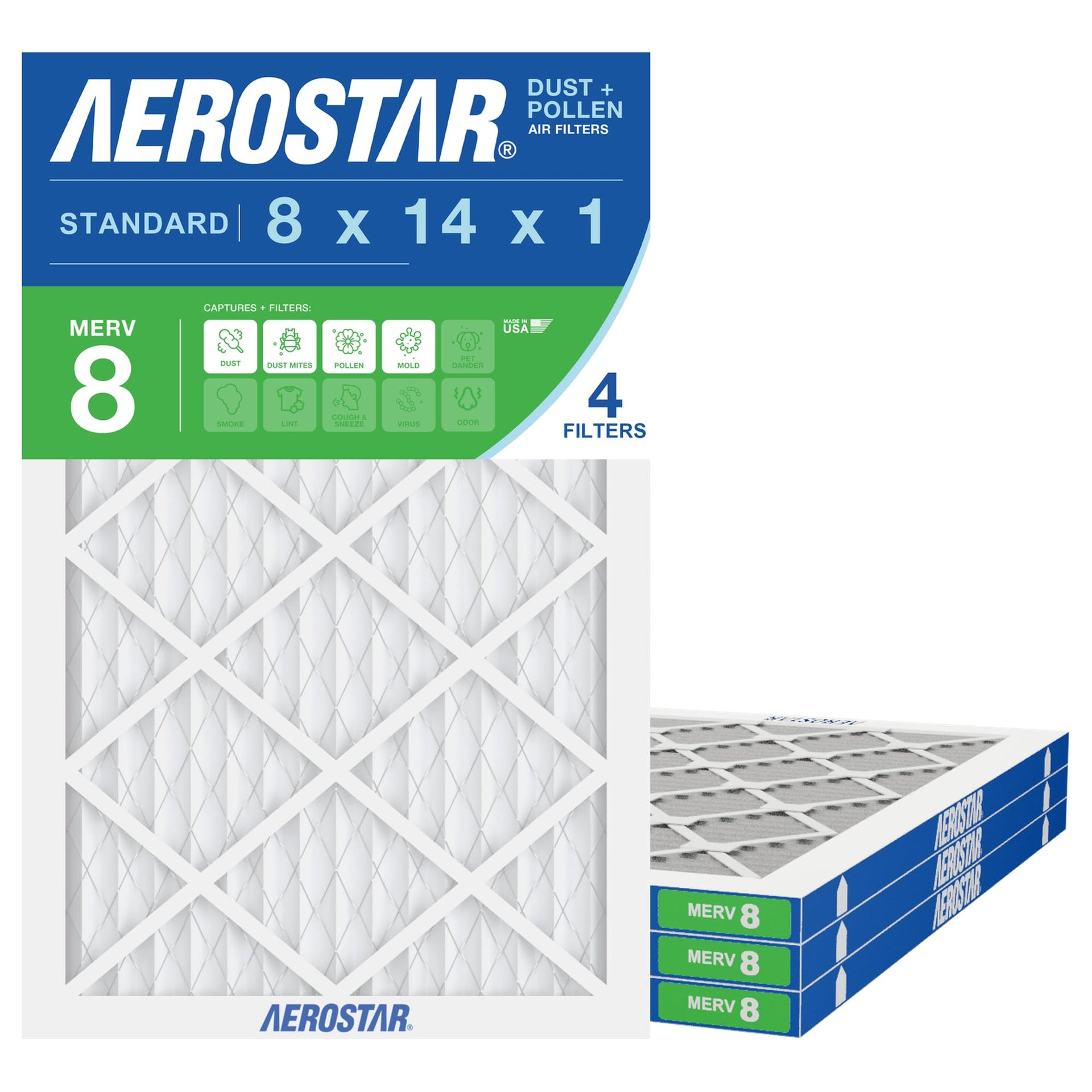 Air Filter 8x14x1 MERV 8 AC Filter (4 Count)