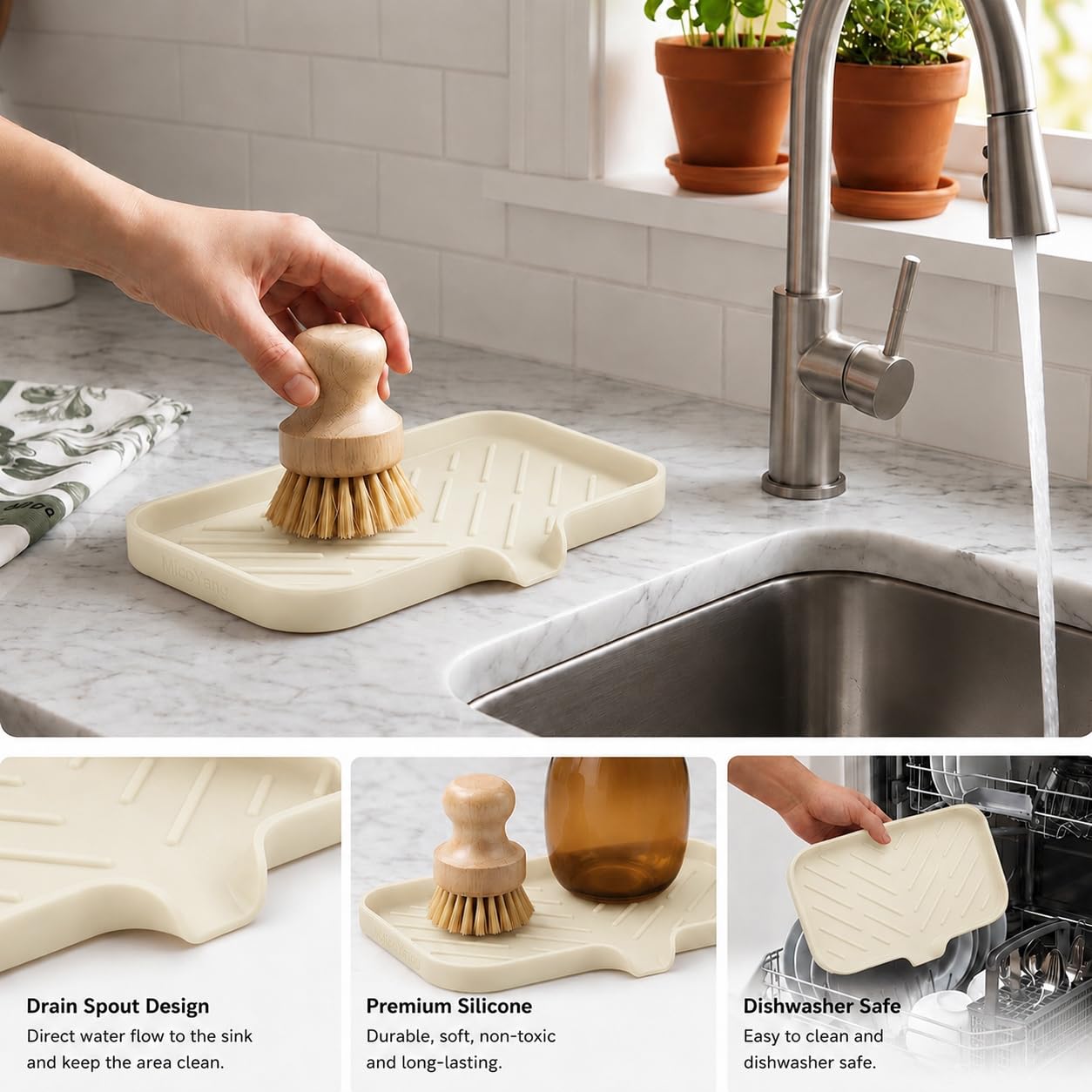 Silicone Soap Dish with Drain Spout
