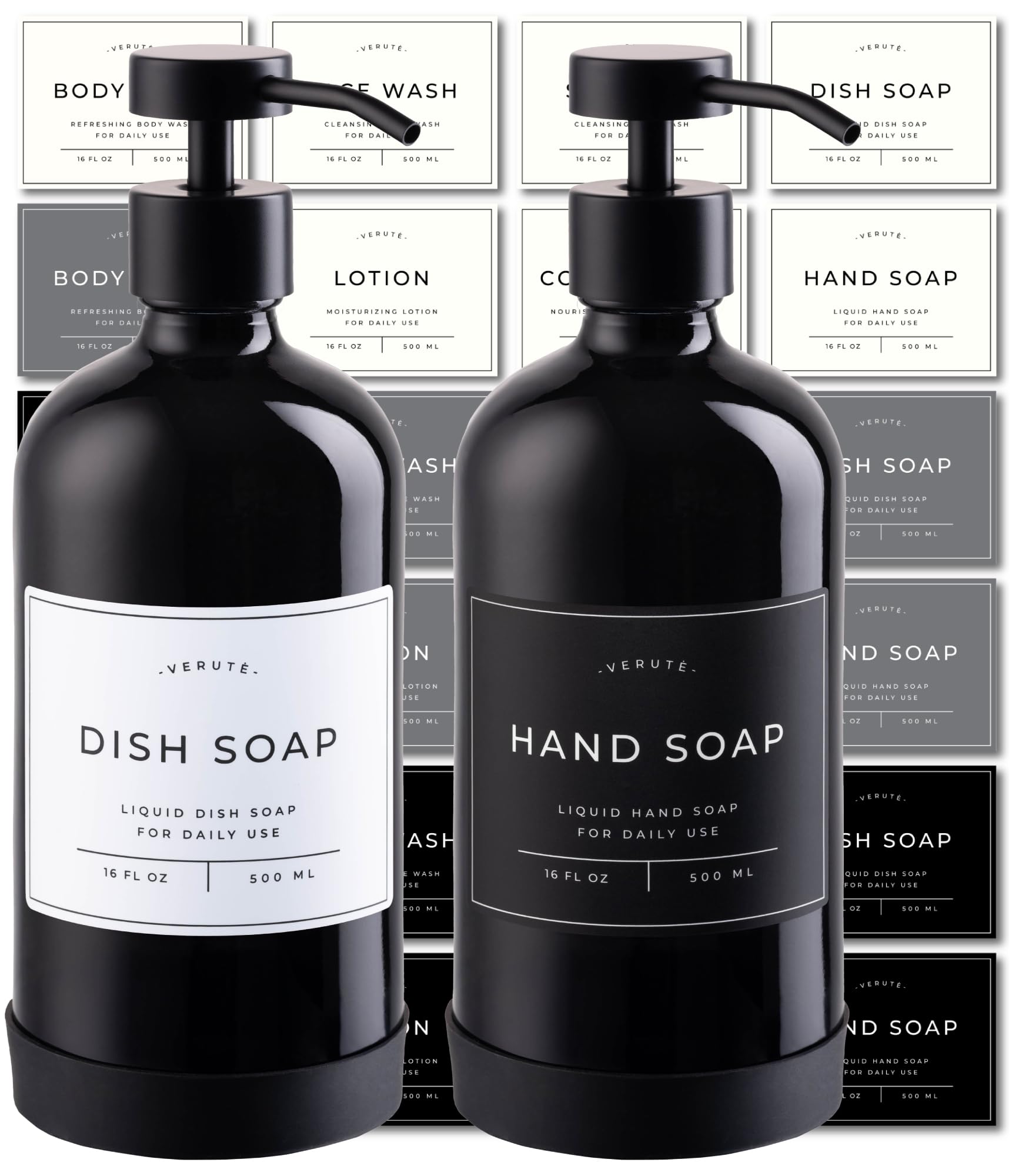 Hand and Dish Soap Dispenser for Kitchen and Bathroom (2 Count)