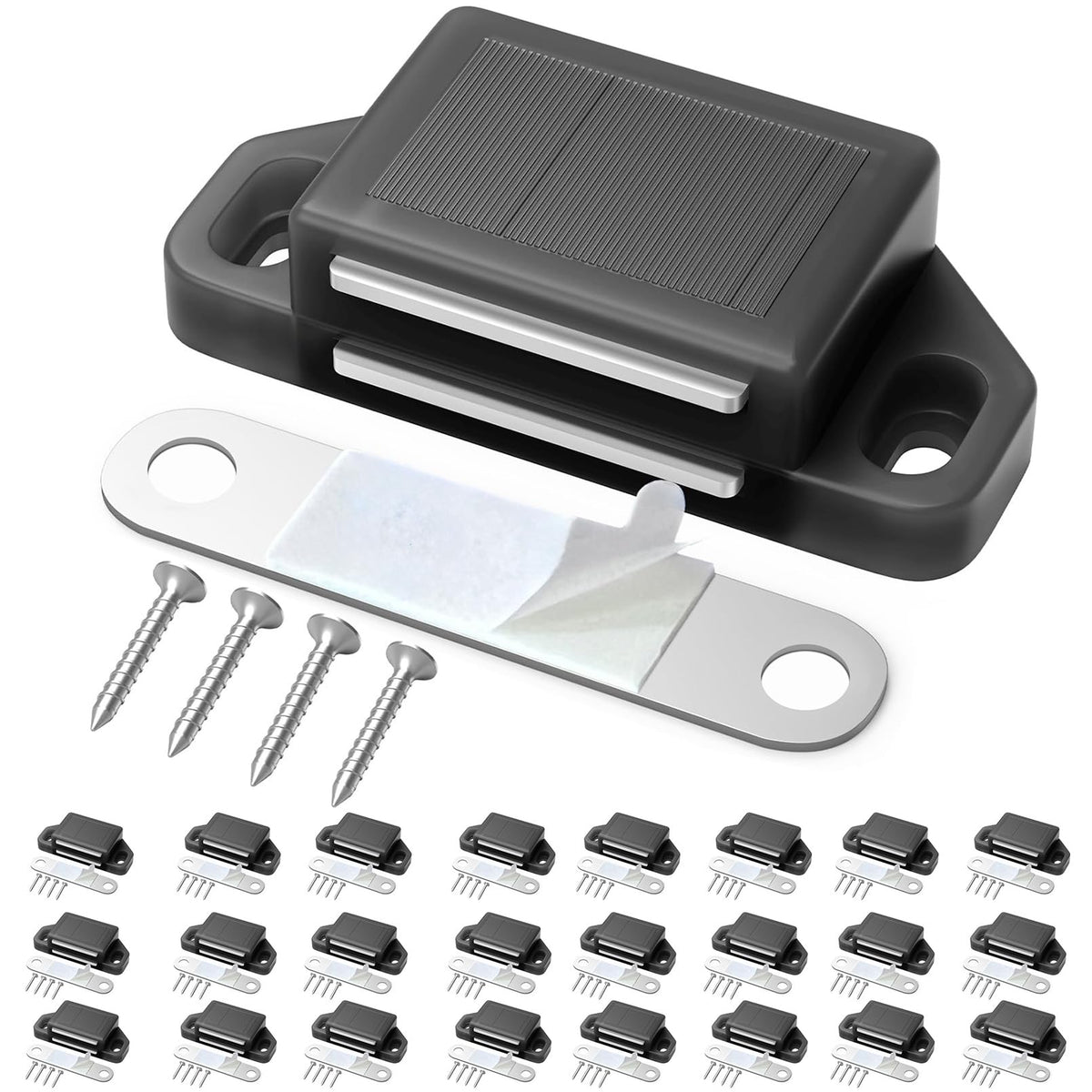 Cabinet Magnetic Catch Door Latch 25LB for Kitchen Drawer Magnets to Stay Closed Magnetic Catch Closet for Drawer（Black 24 Pack）