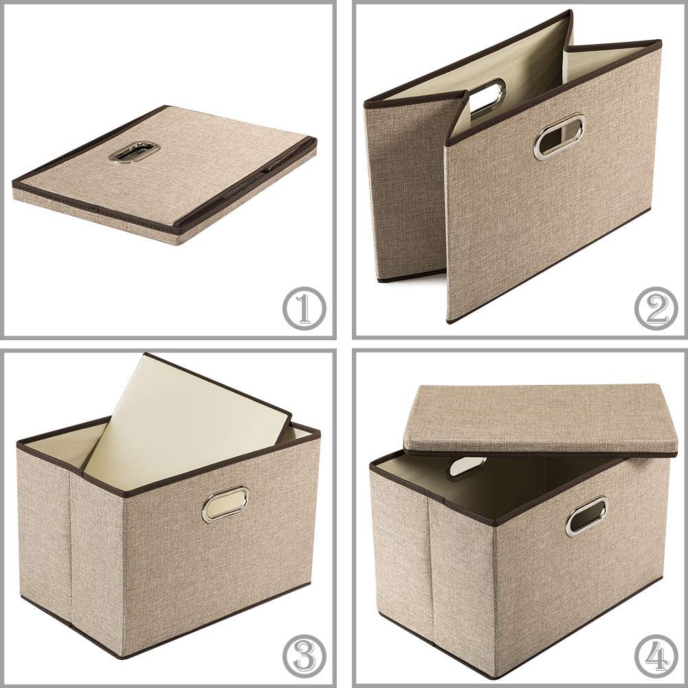 Large Collapsible Storage Baskets with Lids [5 (5 Count)