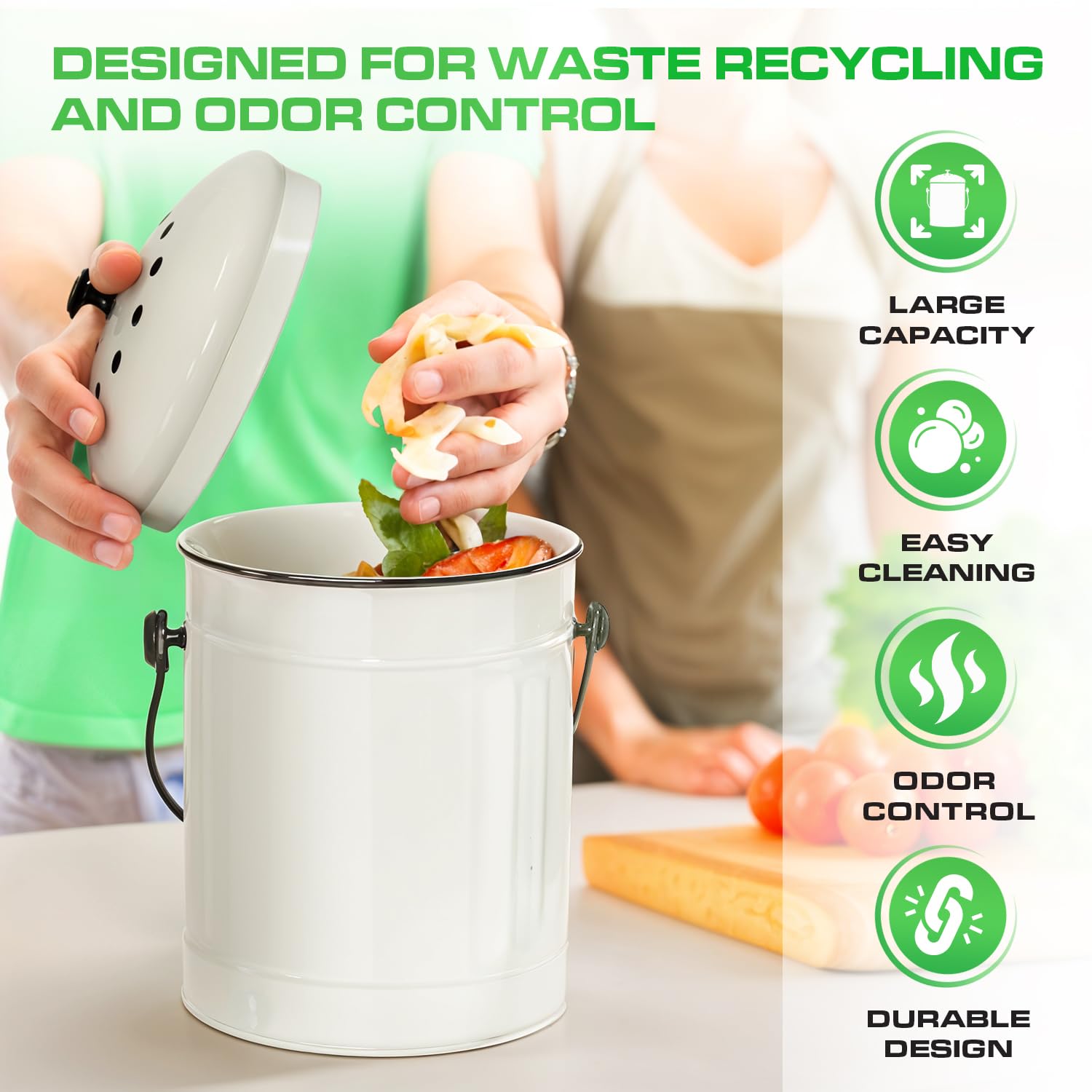 Kitchen Compost Bin Indoor with Lid