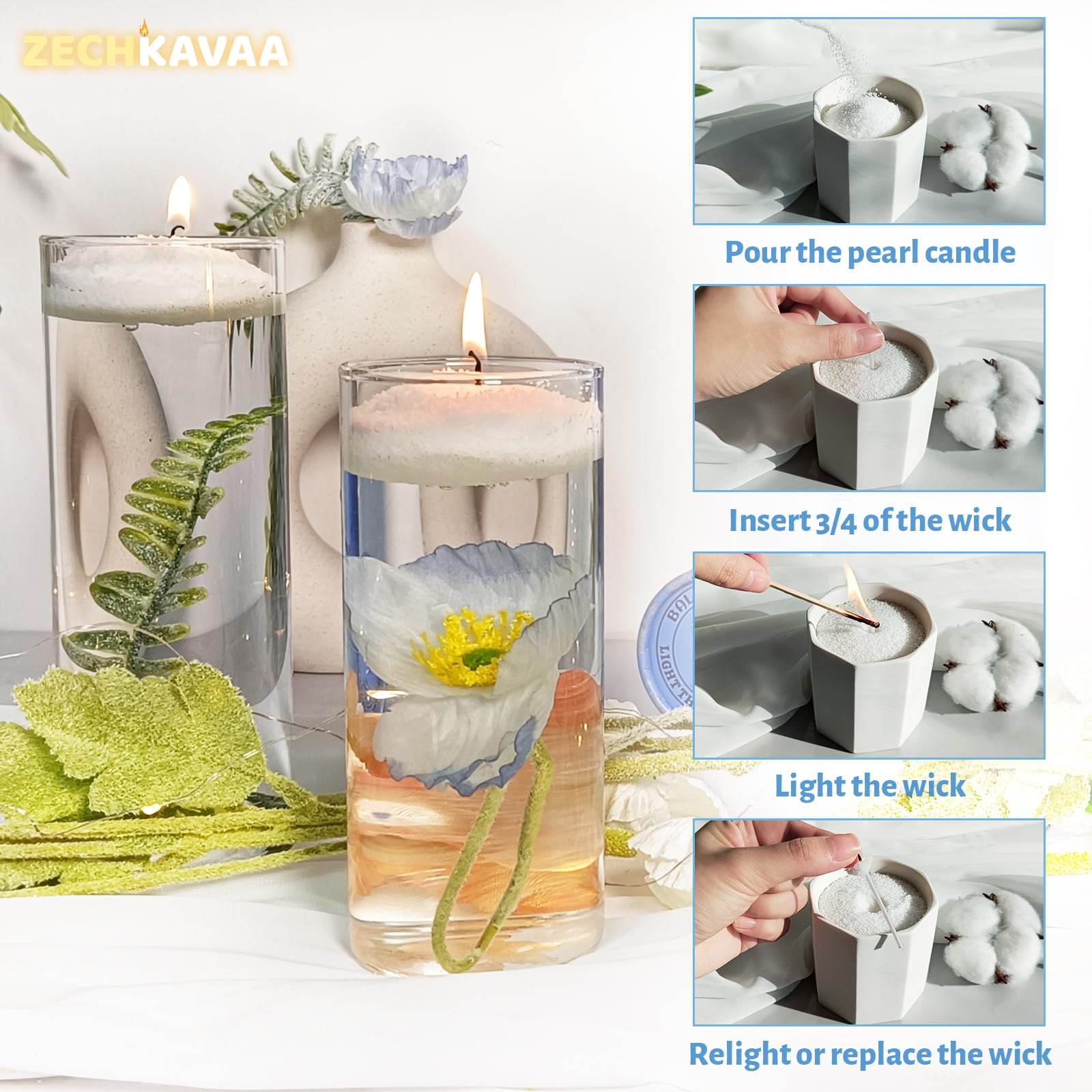 Musk Scented White Pearled Candle 18oz Luxury Sand Candle Granulated Wax (18 Ounce)