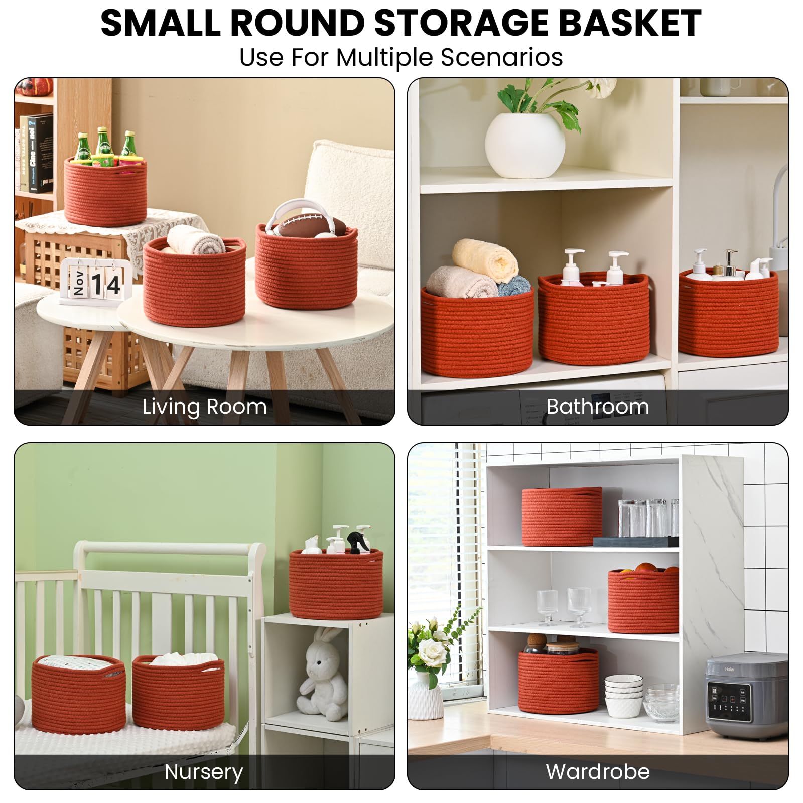 Small Storage Baskets for Organizing (3 Count)