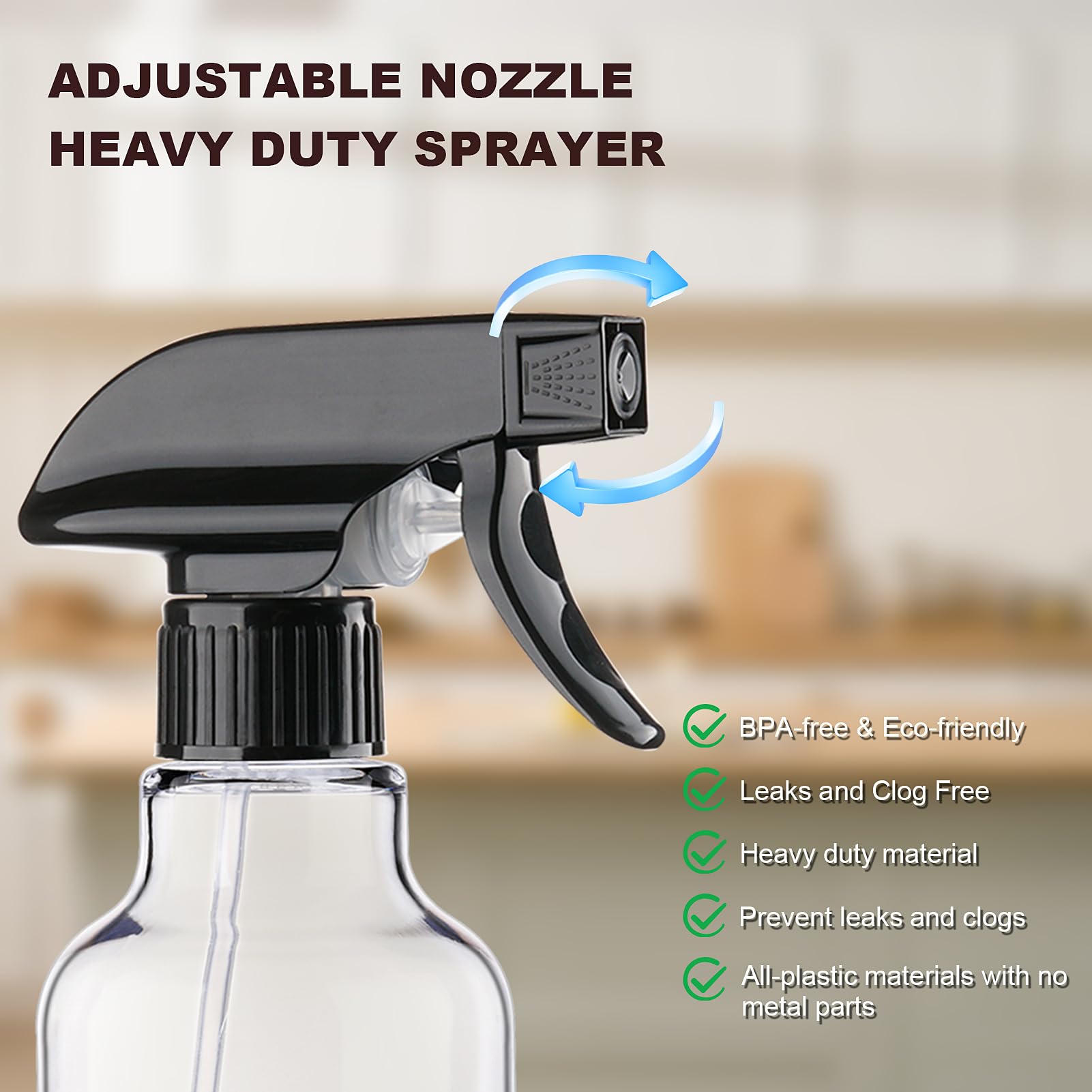 Plastic Spray Bottles 16.9oz 2 Pack Adjustable Mist (2 Count)