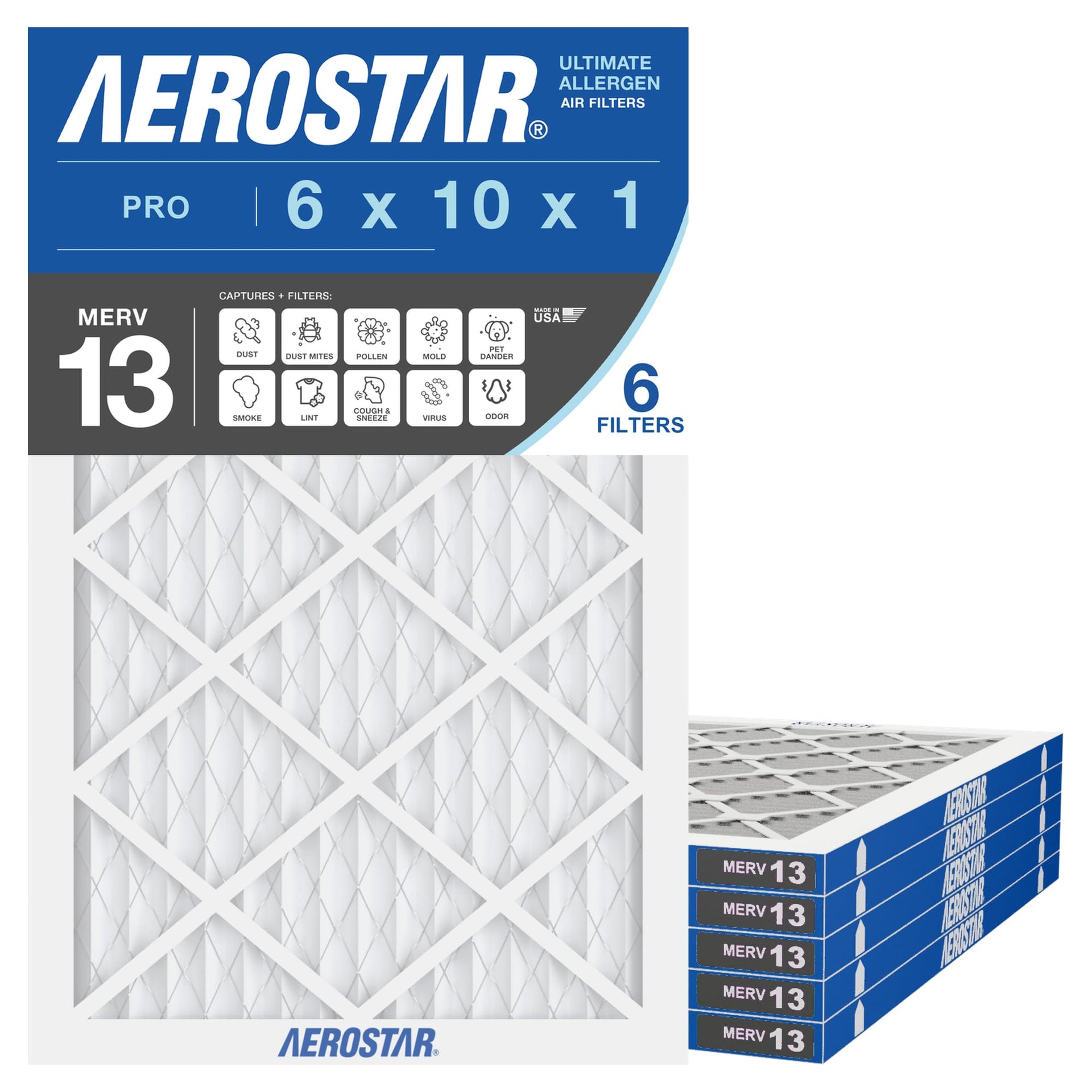 Air Filter 6x10x1 MERV 13 AC Filter (6 Count)