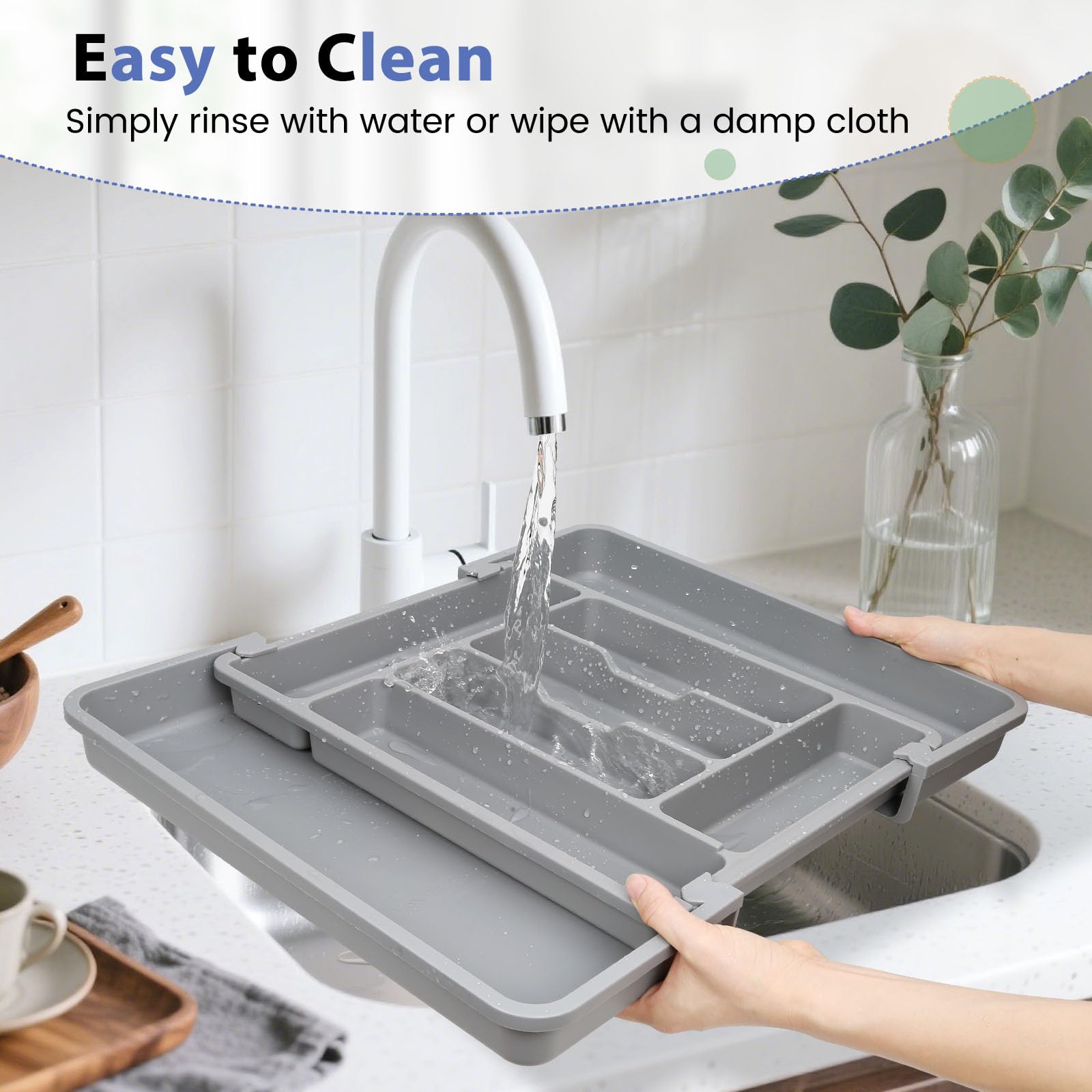 Large Silverware Organizer for Kitchen Drawer & Utensils