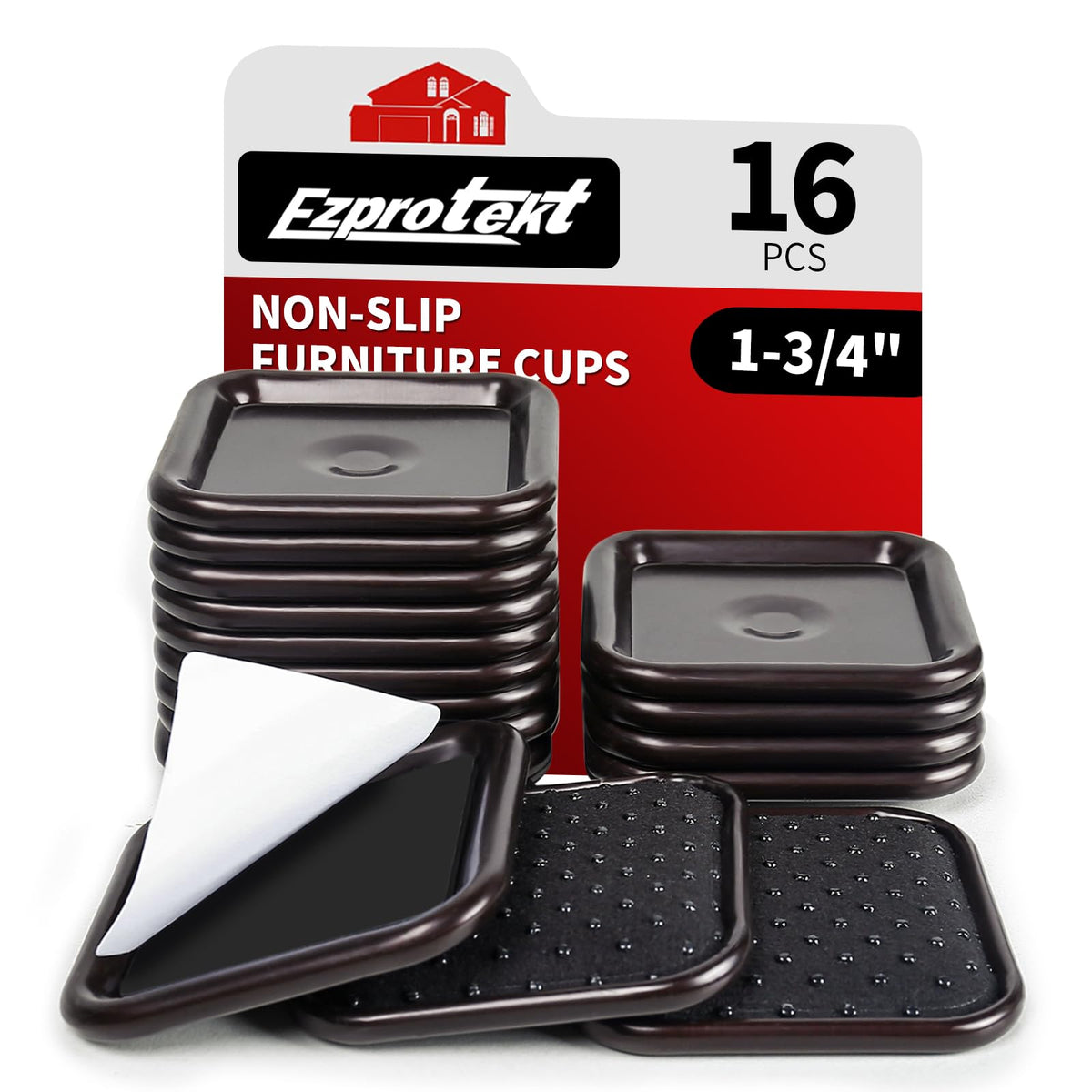 1.75" Square Non Slip Furniture Pads to Prevent Floor Scratches (16 Count)