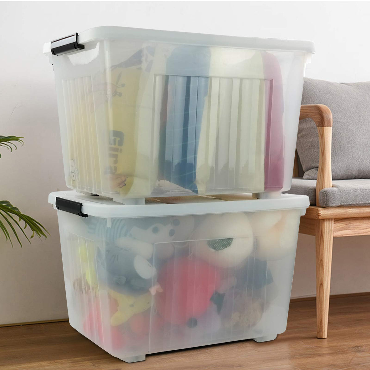 70 Qt Clear Latching Plastic Storage Containers with Lids (4 Count)