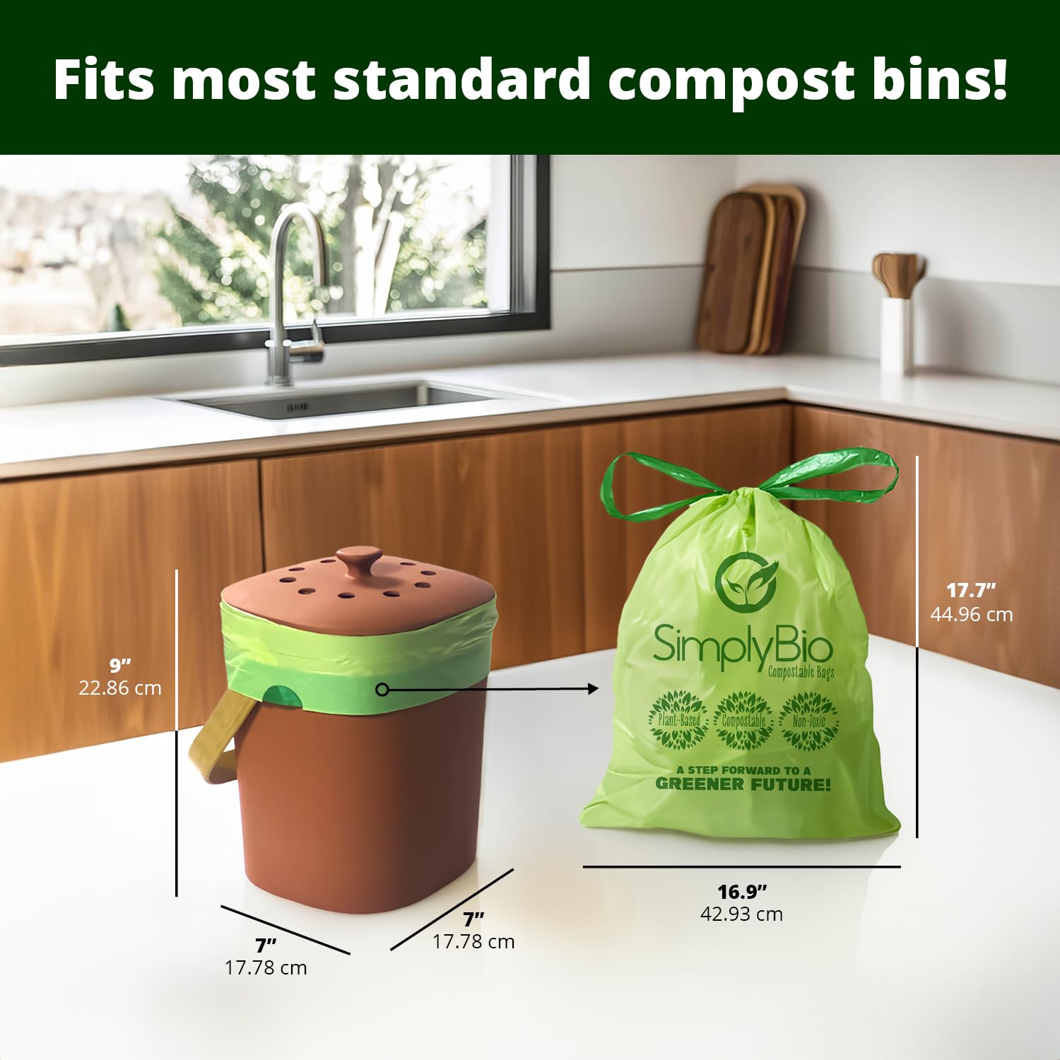 3 Gallon Compostable Trash Bags Liners Drawstring (50 Count)