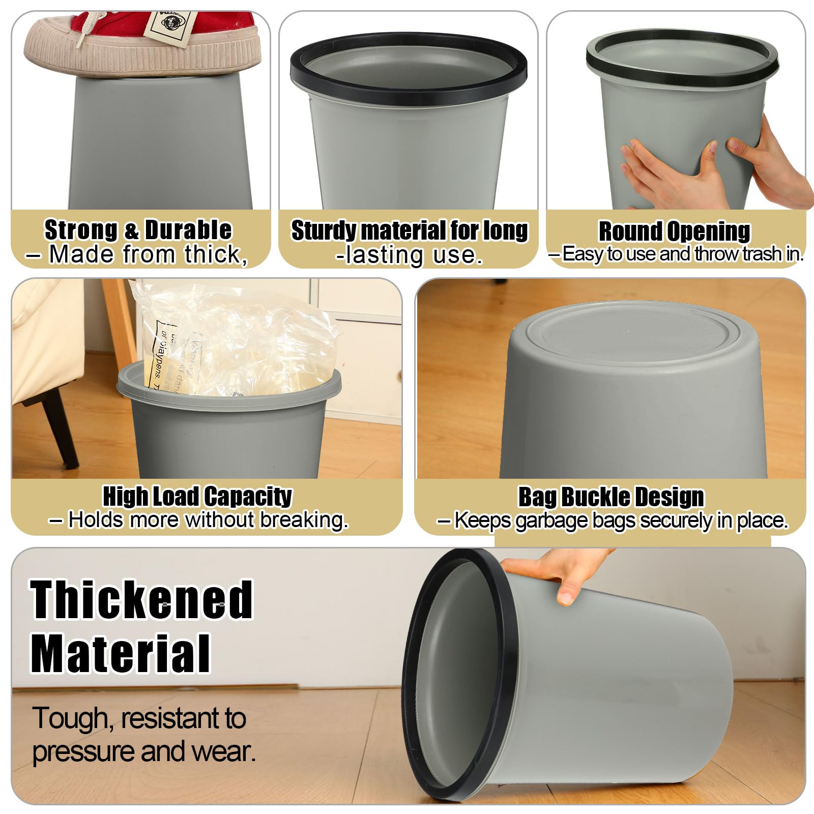 36 Pcs Bathroom Trash Cans Bulk 2.6 Gallon Small Waste Basket Round Garbage Can Plastic Trash Bin Small Container for Home Dorm Kitchen Office Living Room Study Compact Space (36 Count)
