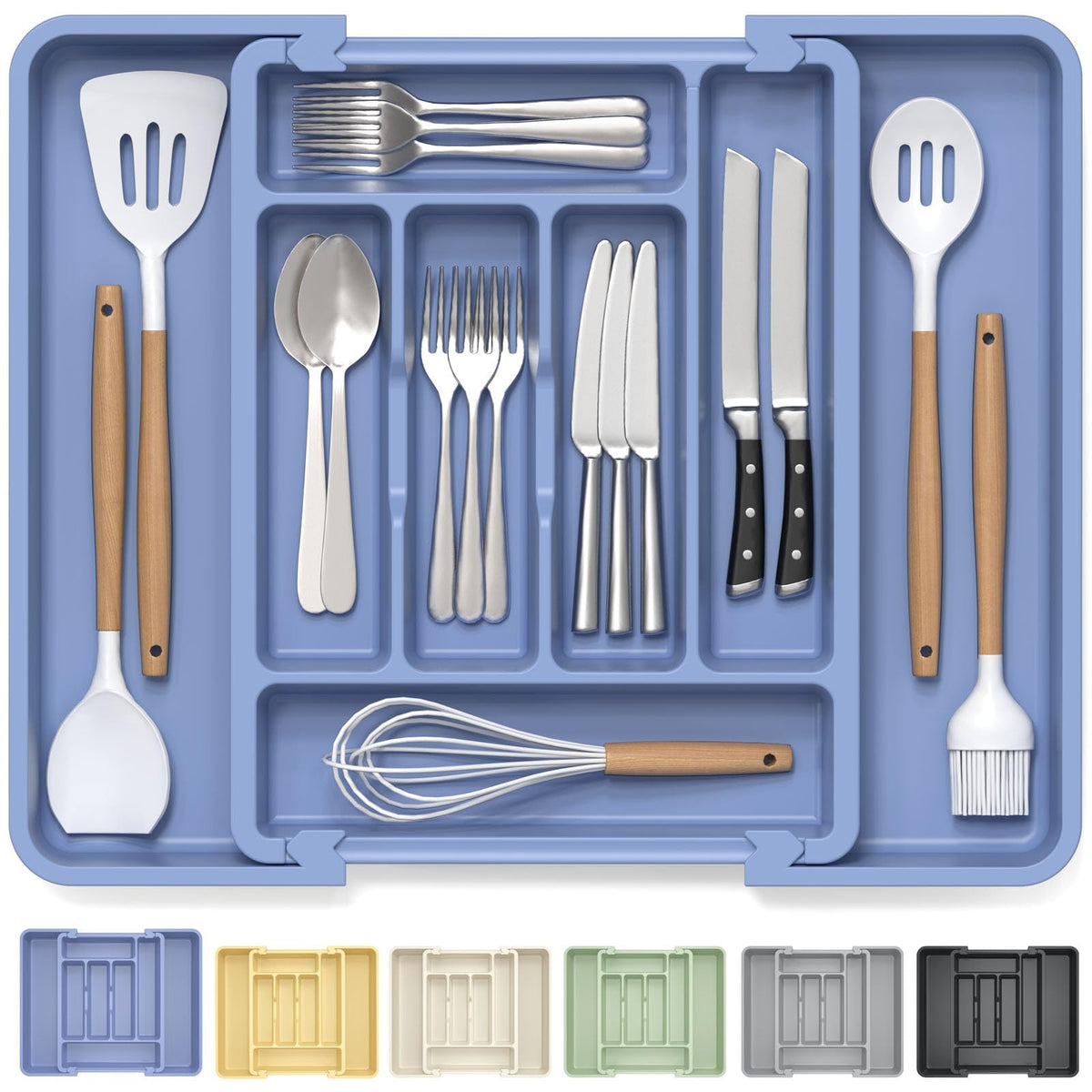 Large Silverware Organizer for Kitchen Drawer & Utensils