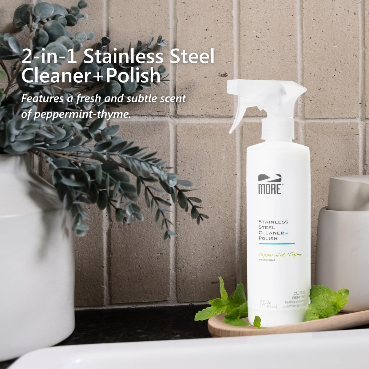 MORE Stainless Steel Cleaner & Polish Spray + Microfiber Cloth (16 Fl Oz) - ModHome Supplies