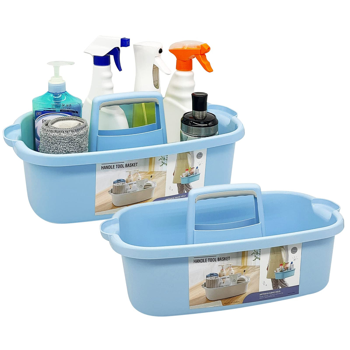 2 Pack Multi Purpose Plastic Cleaning Caddy with Handle