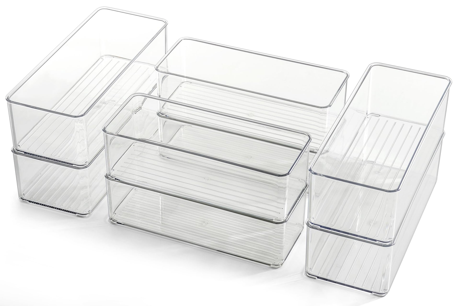 8 Pack Clear Plastic Drawer Organizers Set