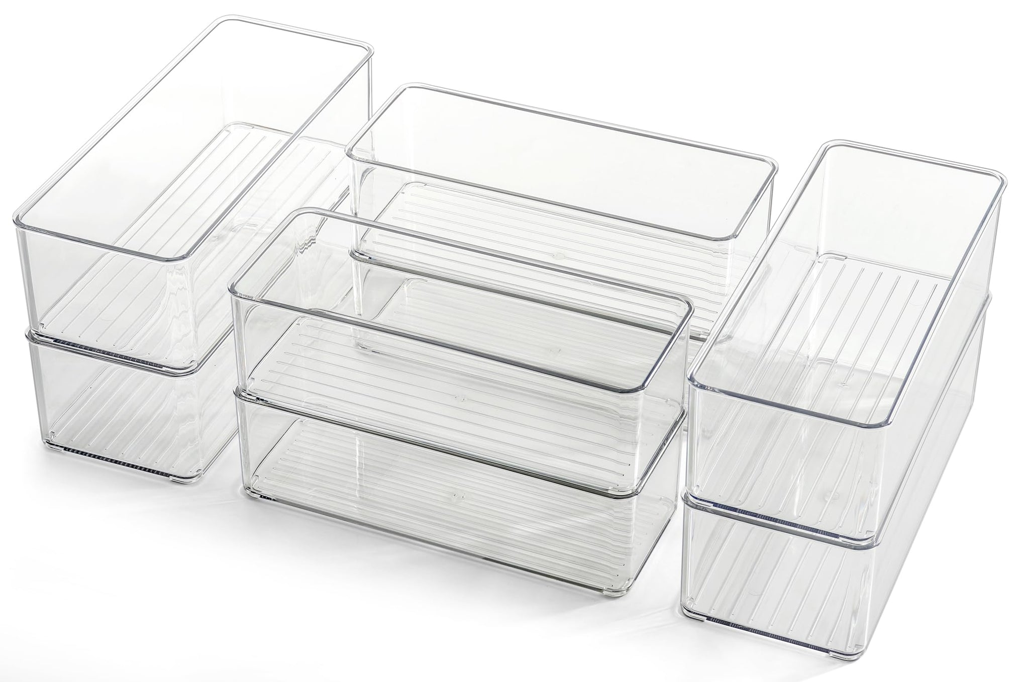 8 Pack Clear Plastic Drawer Organizers Set