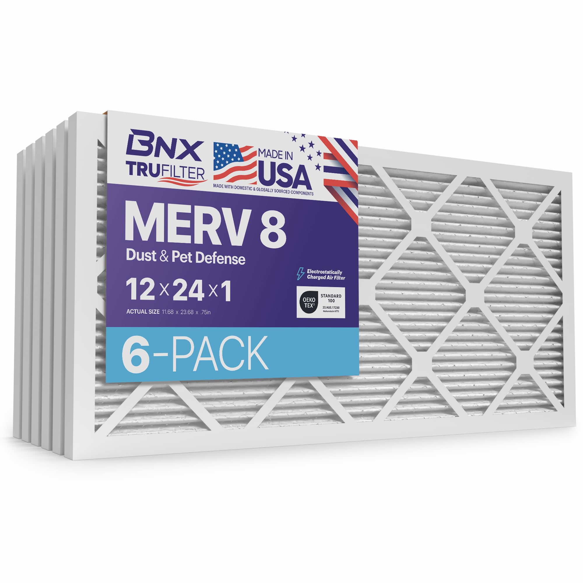 TruFilter 12x24x1 Air Filter MERV 8 (6 Count)