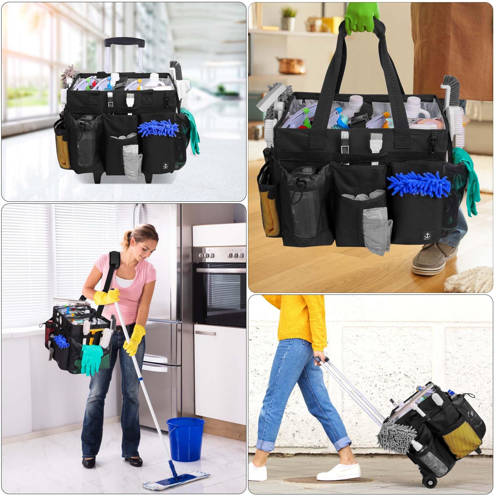 Rolling Cleaning Caddy Bag Built