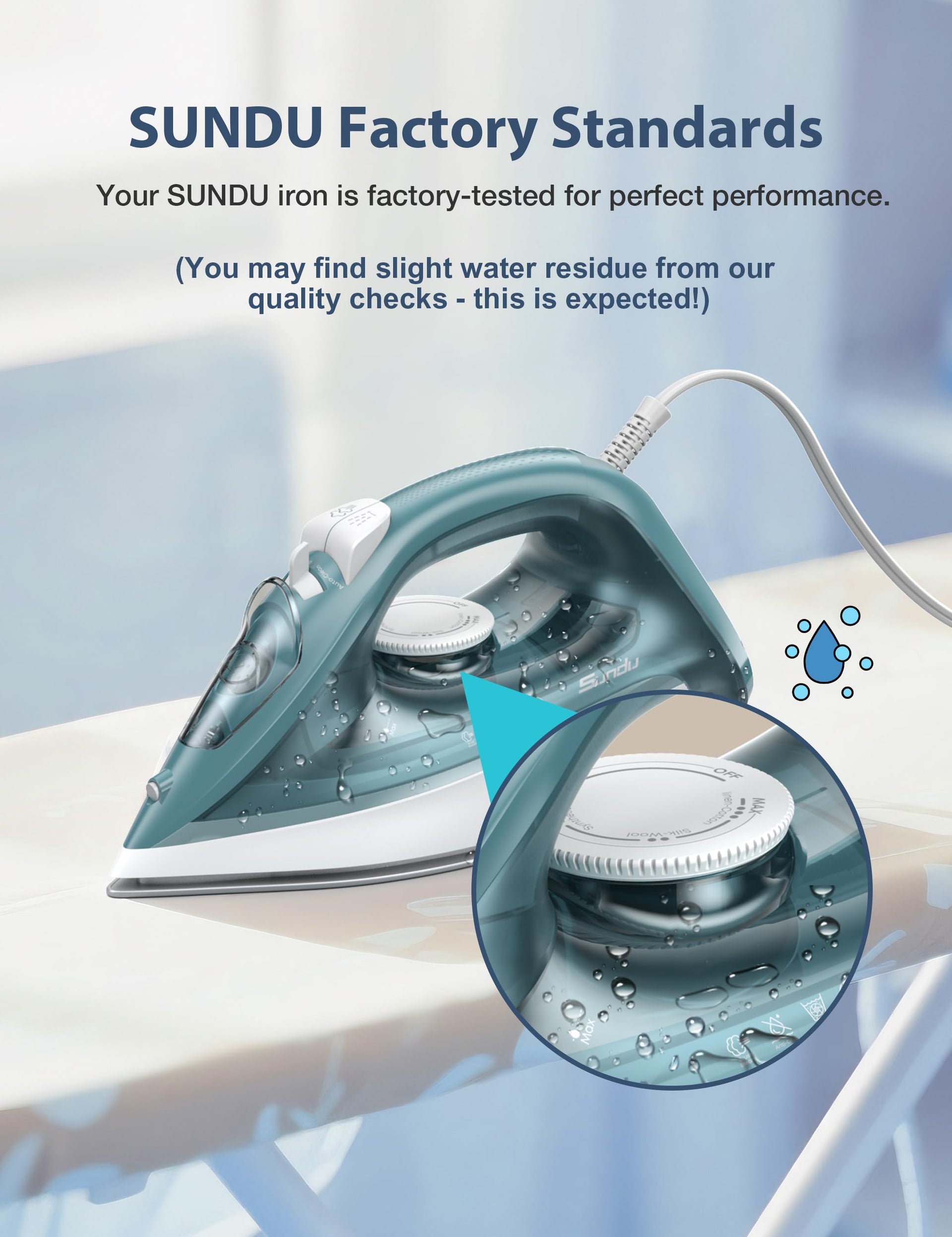 1500W Steam Iron with Ceramic Soleplate & Auto