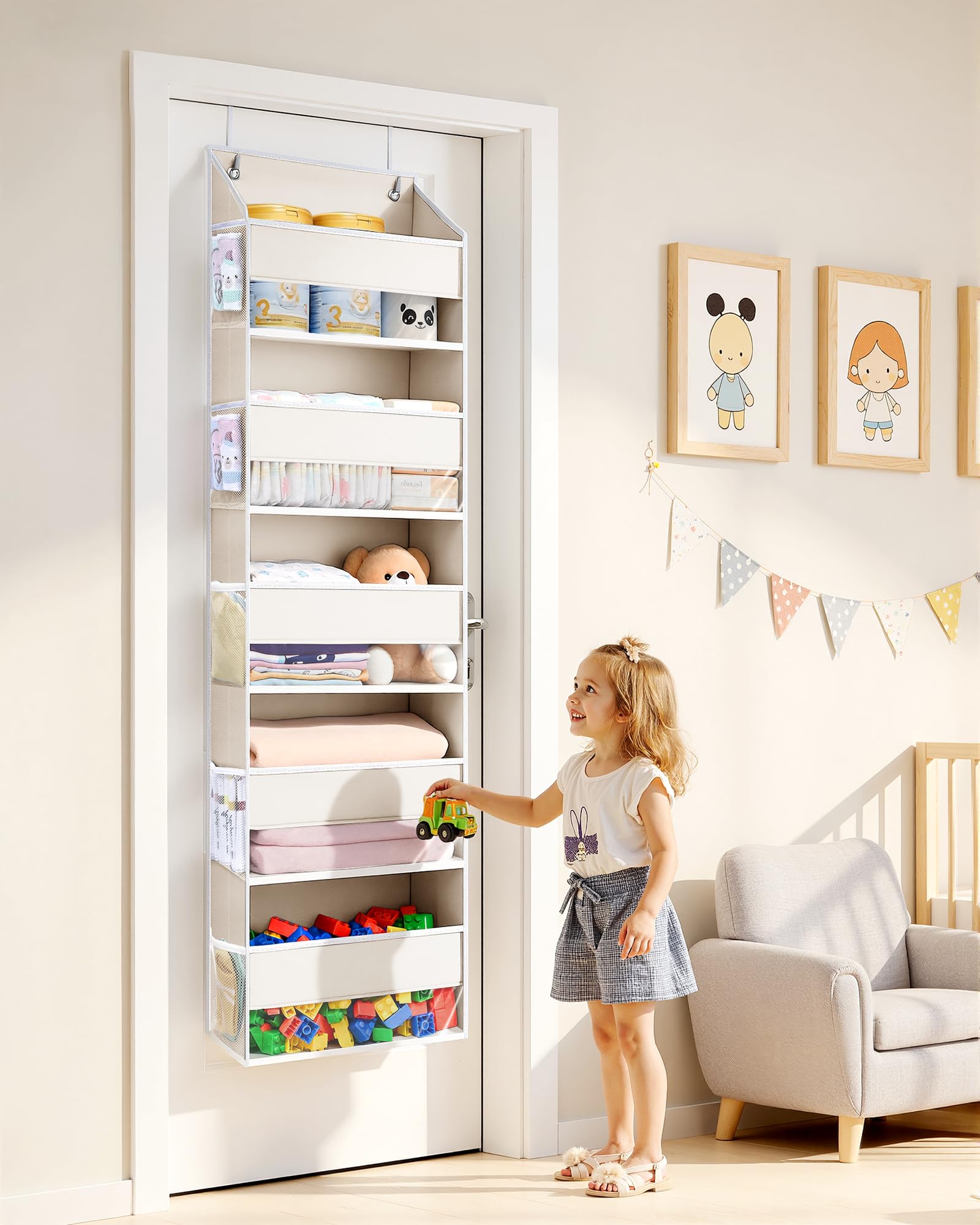 2 Pack 5 tier Over the Door Organizer Beige (2 Count)