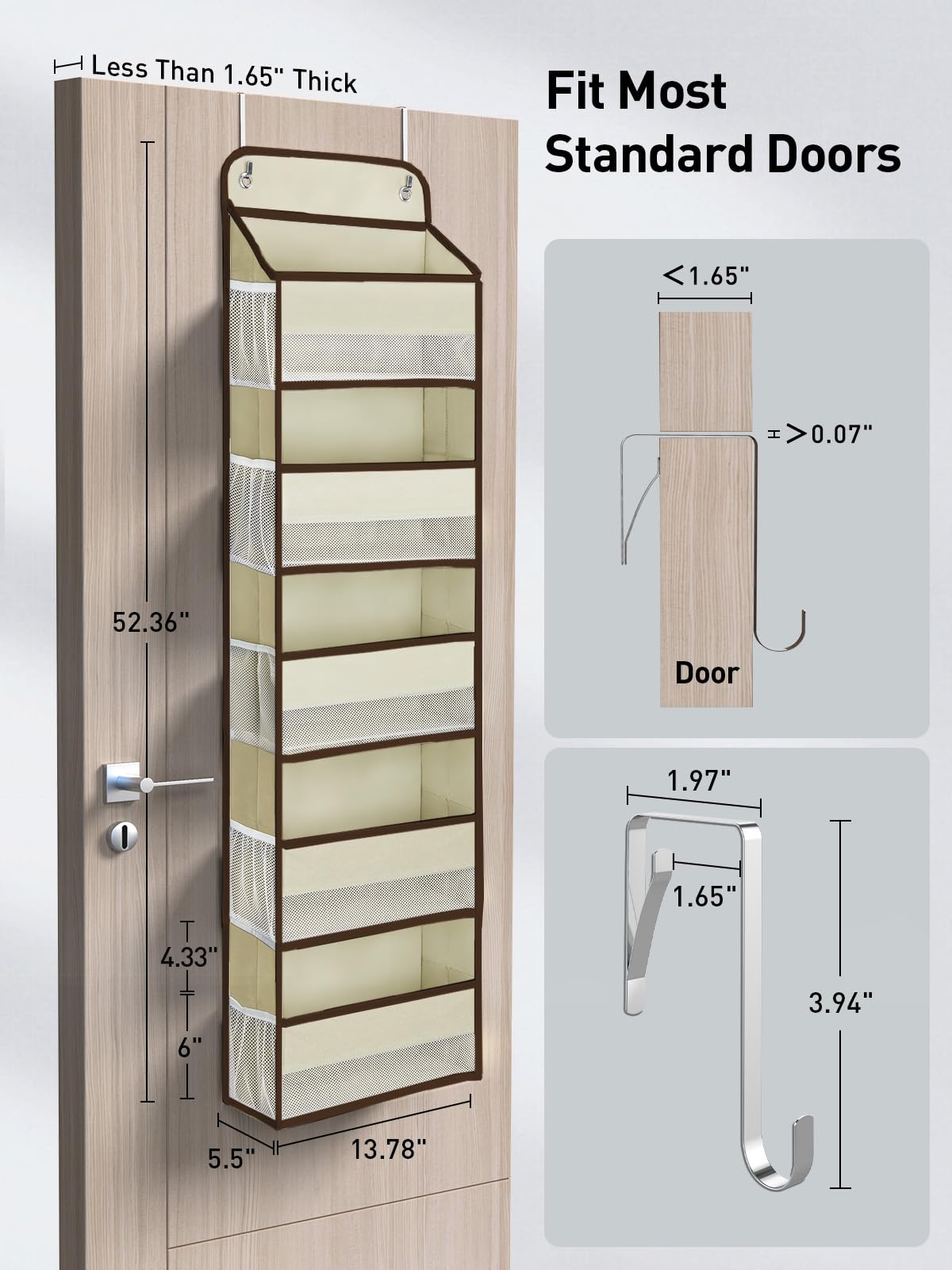 1 Pc 5 Tier Over the Door Organizer with 15 Pockets