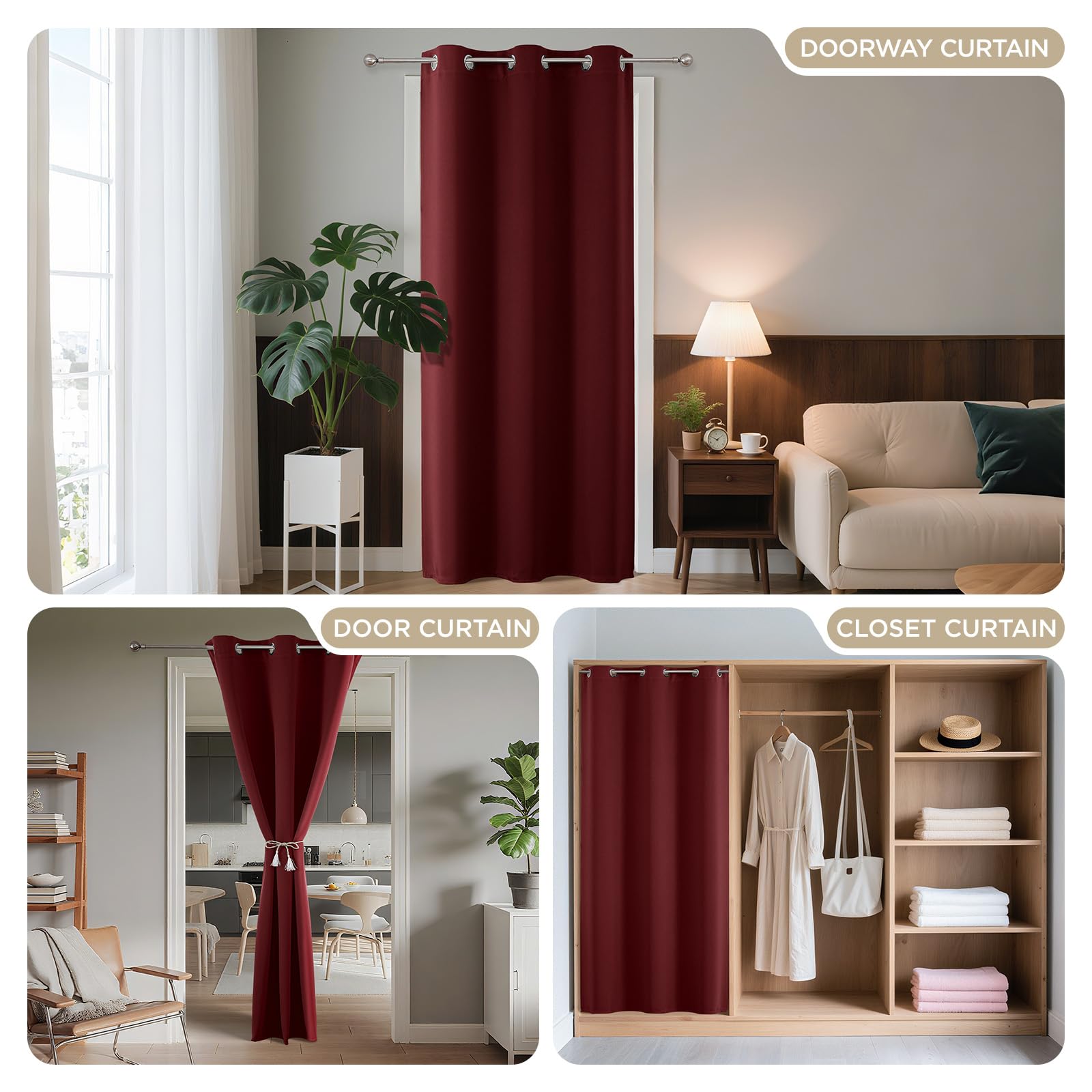 Door Curtain Blackout Curtains for Doorway Privacy Closet Drapes