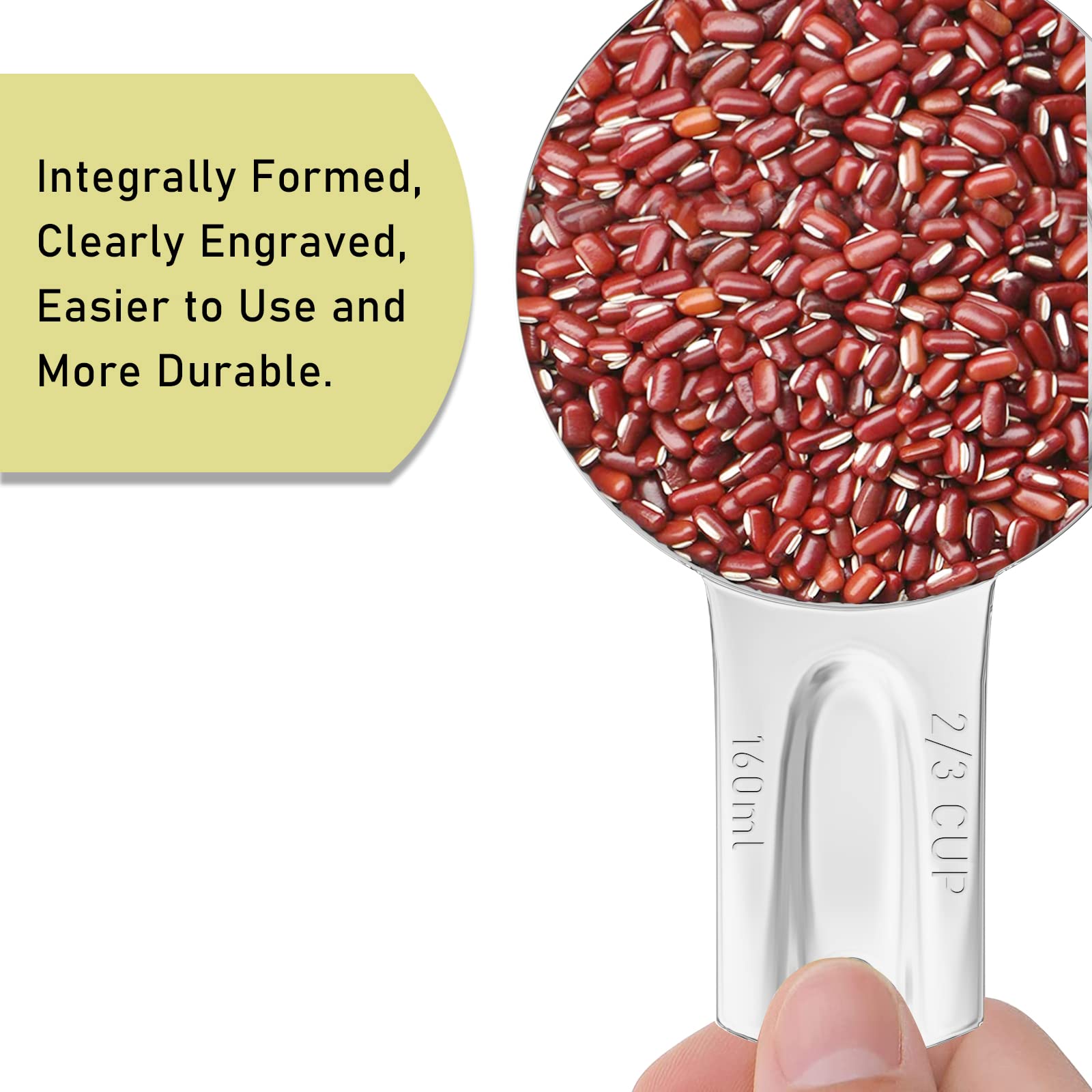 1PCS 2/3CUP(160ml, 5.3oz) Measuring Cup, 18/8 Stainless Steel Measure Scoop