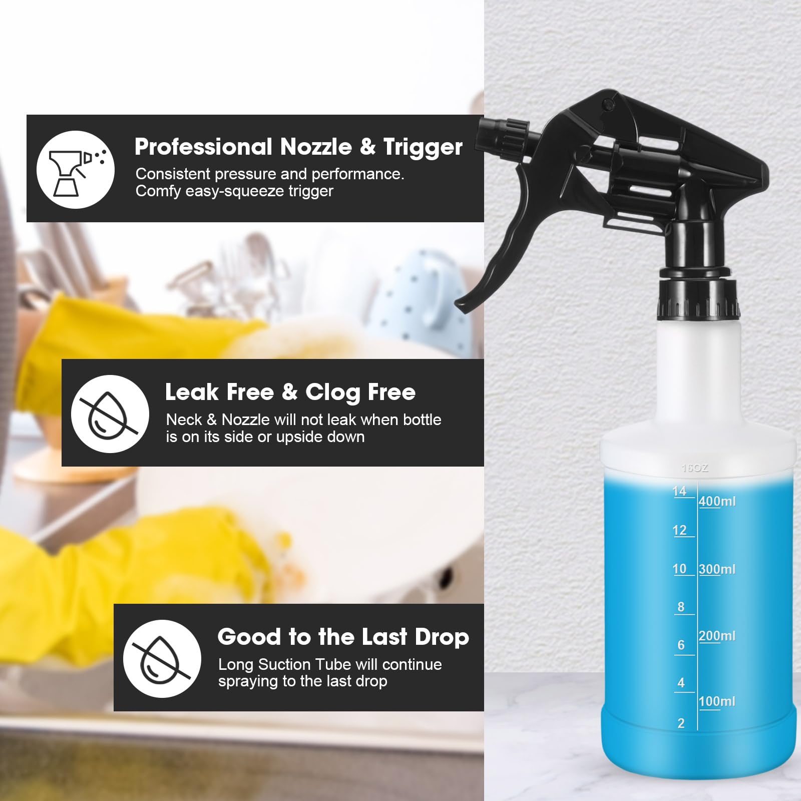 12 Pcs 16 Oz Plastic Spray Bottles (12 Count)