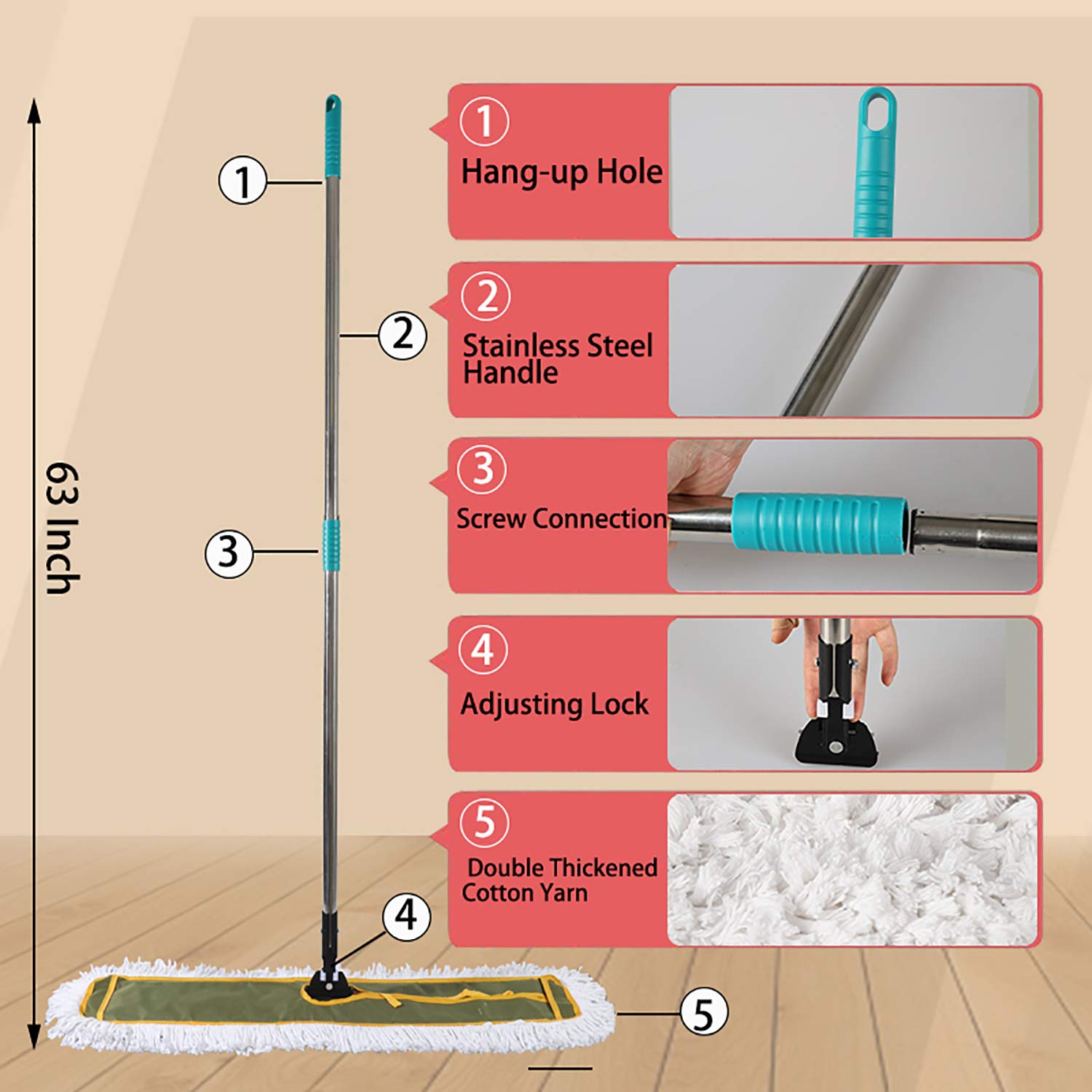 OFO 36inch Industrial Commercial Dust Mop 2 Sets (2 Count) - ModHome Supplies