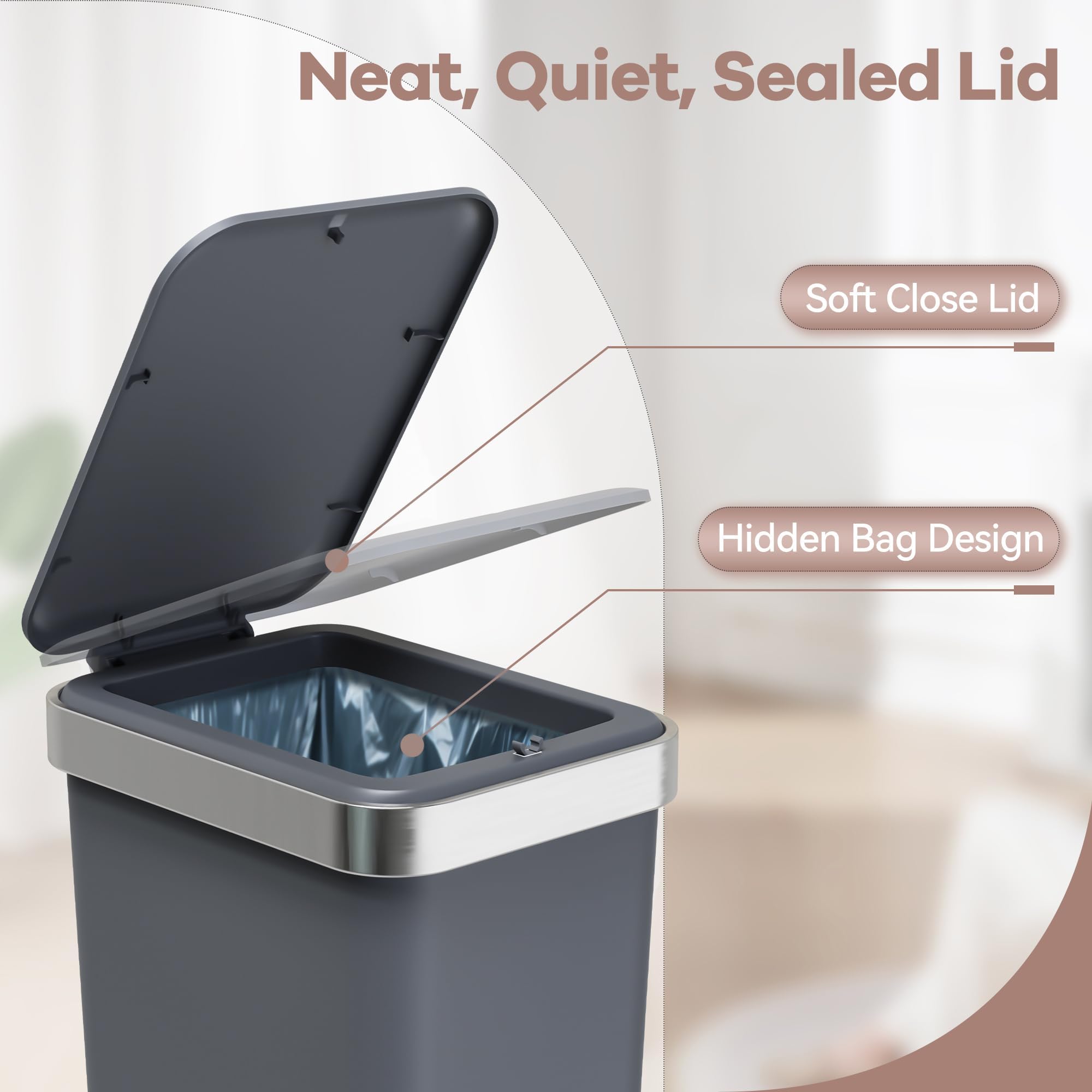 2PACK 2.6 Gal Small Bathroom Trash Can with Lid Foot Pedal (2 Count)