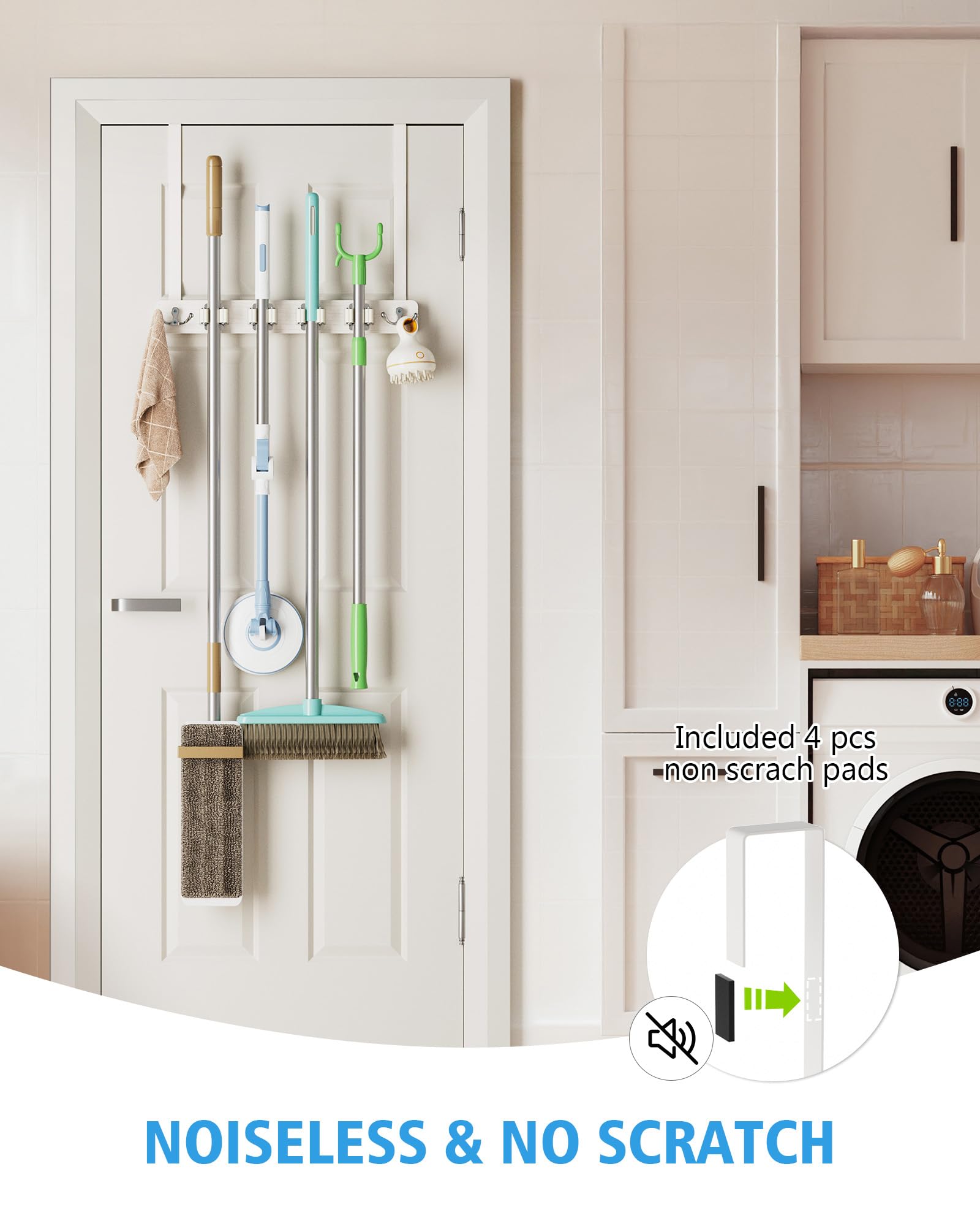 Over the Door Broom and Mop Holder