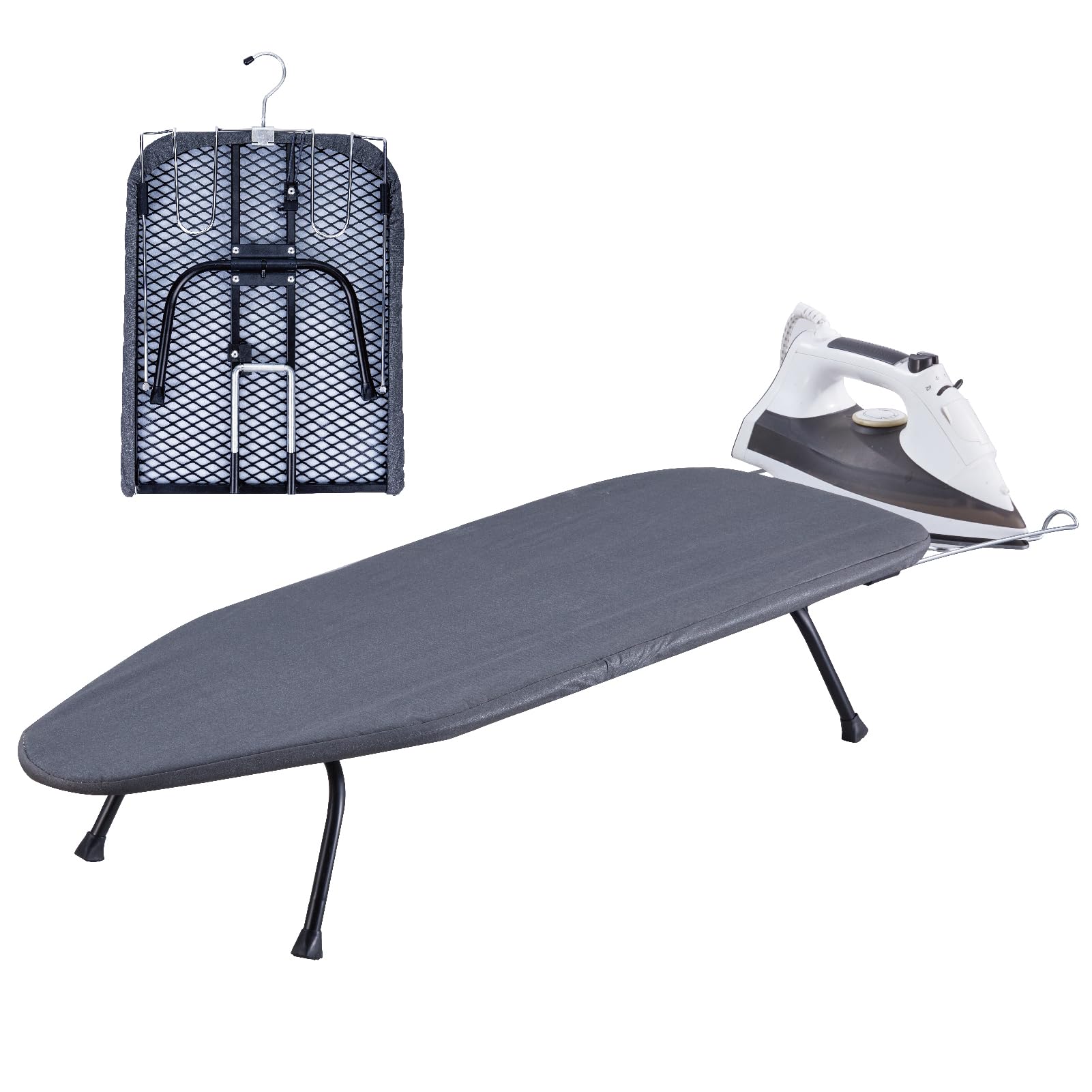 Metal Foldable Tabletop Ironing Board with Iron Rest