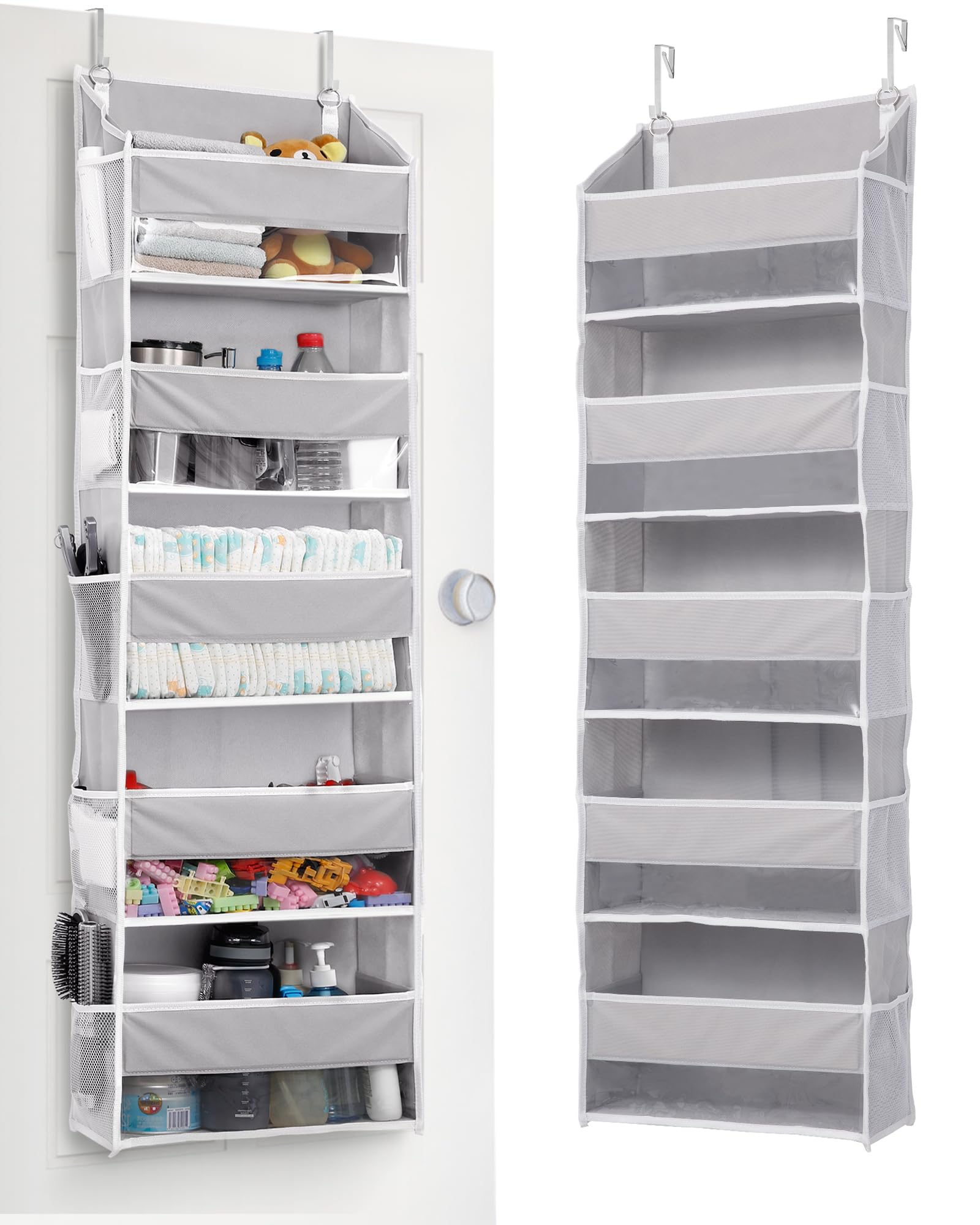 1 Pack Over Door Organizer with 5 Large Pockets 10 Mesh Side Pockets