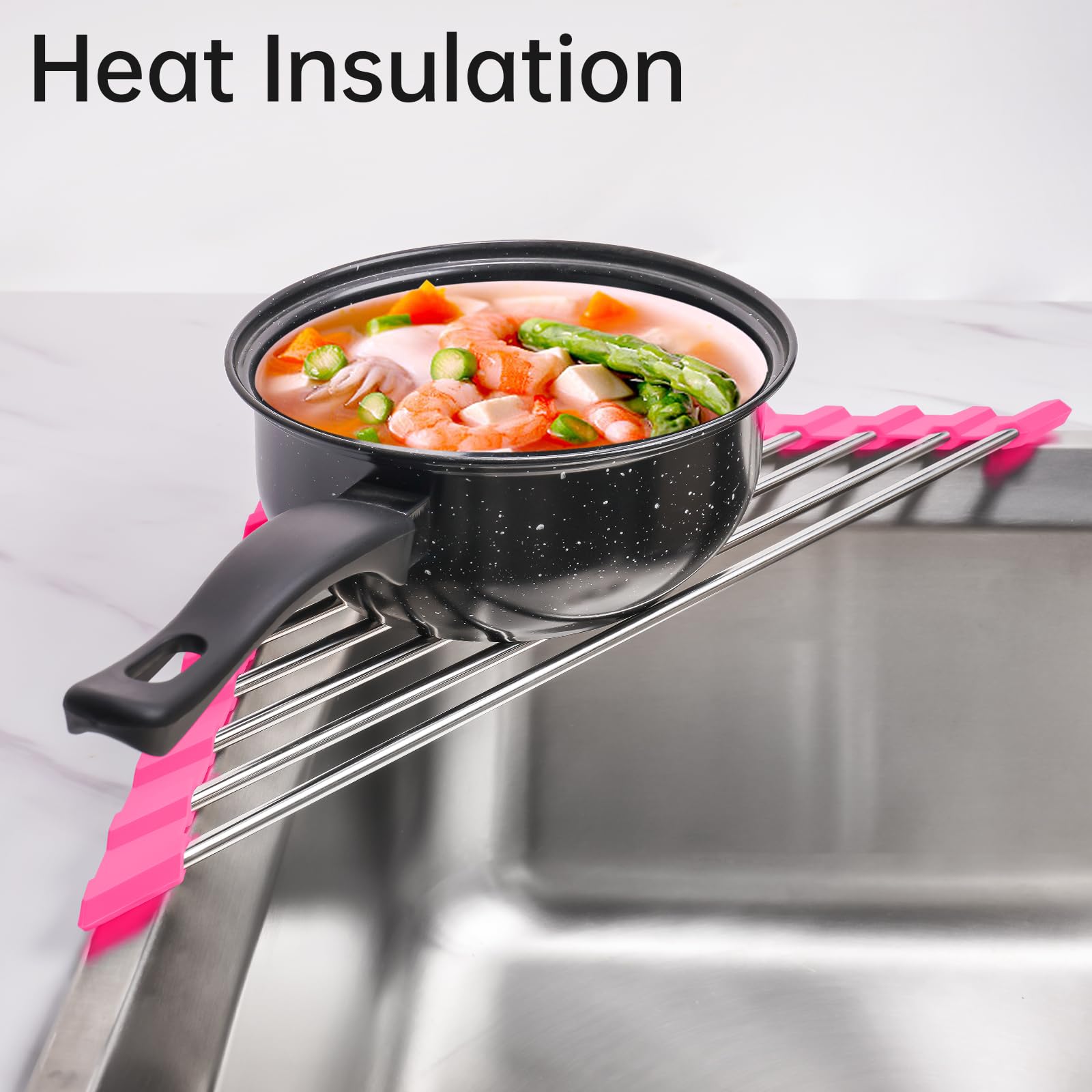 Triangle Roll Up Dish Drying Rack 304 Stainless Steel Rose