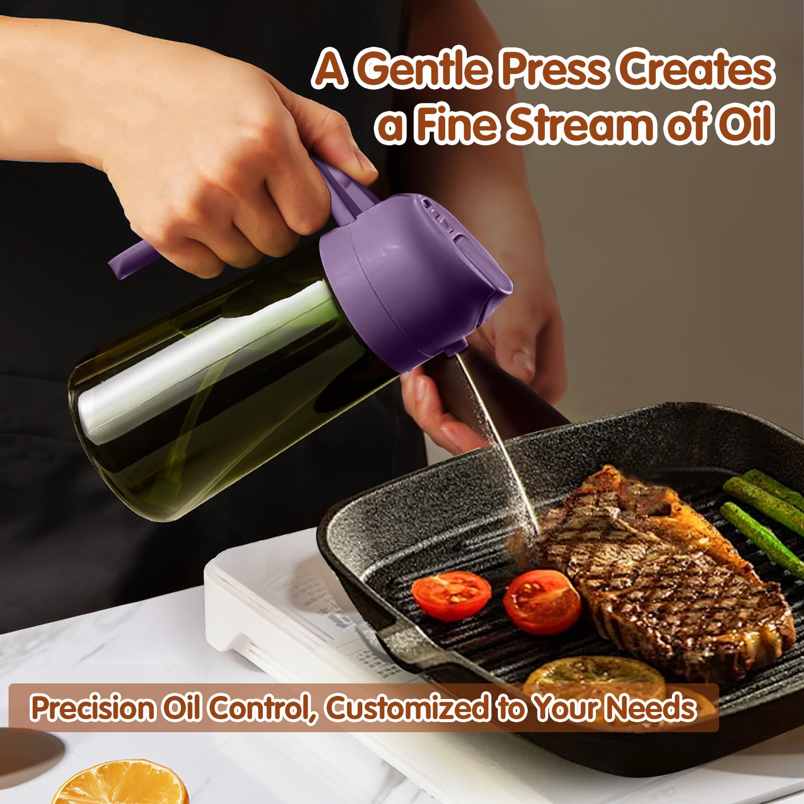 2Pcs 16oz 470ml Dark Green Oil Sprayer for Cooking with Stickers