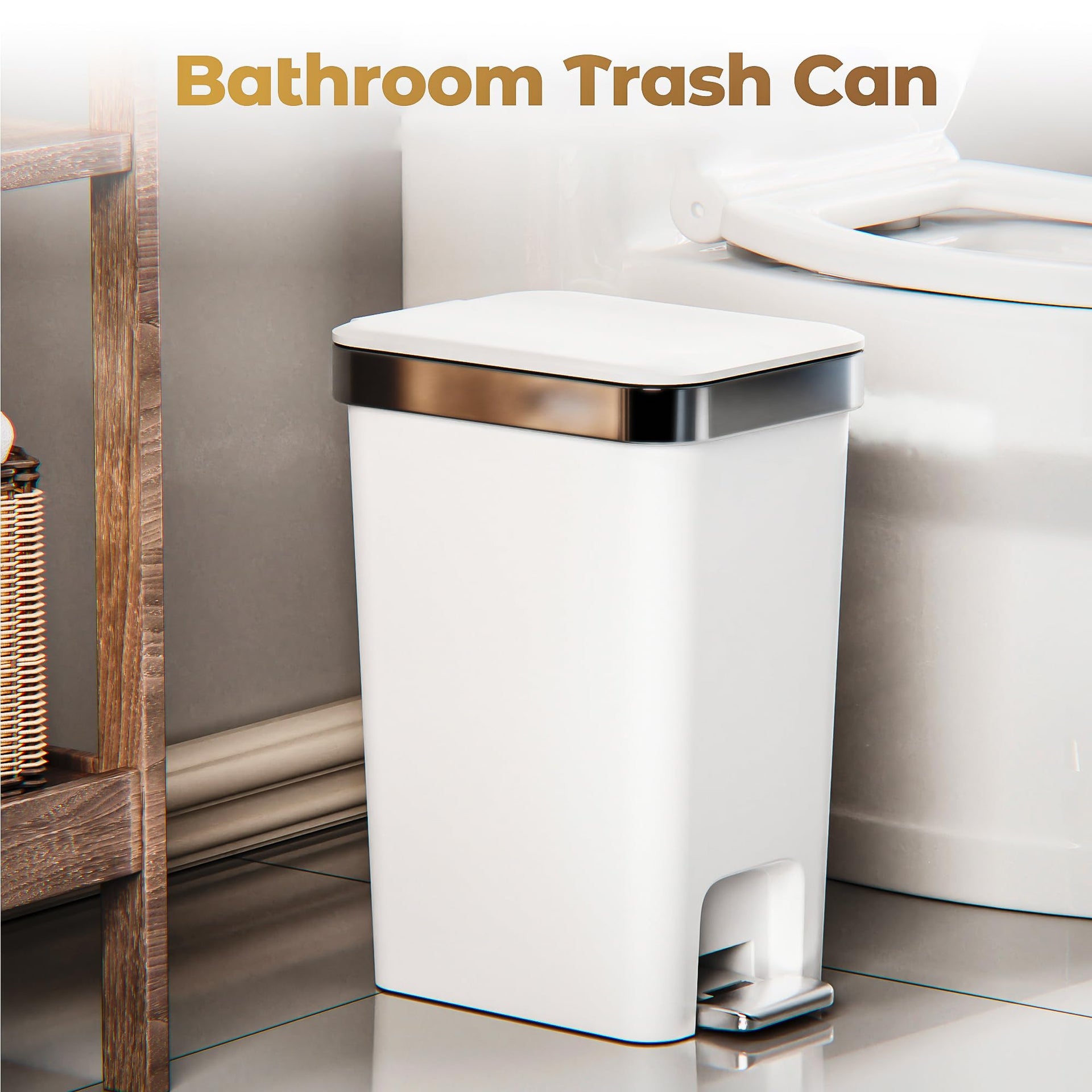 Small Bathroom Trash Can with Lid