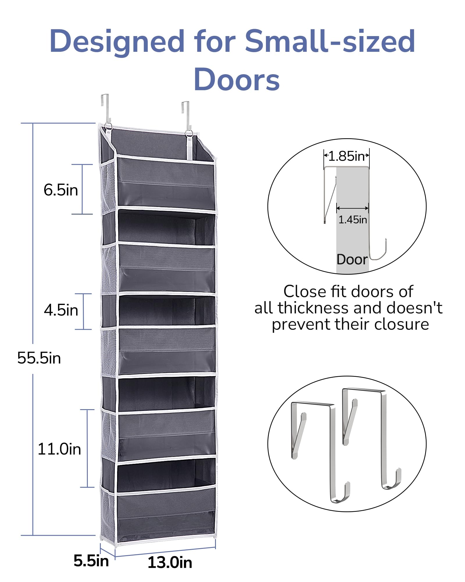 1 Pack Compact Size Over Door Organizer Slim Door Storage for Small