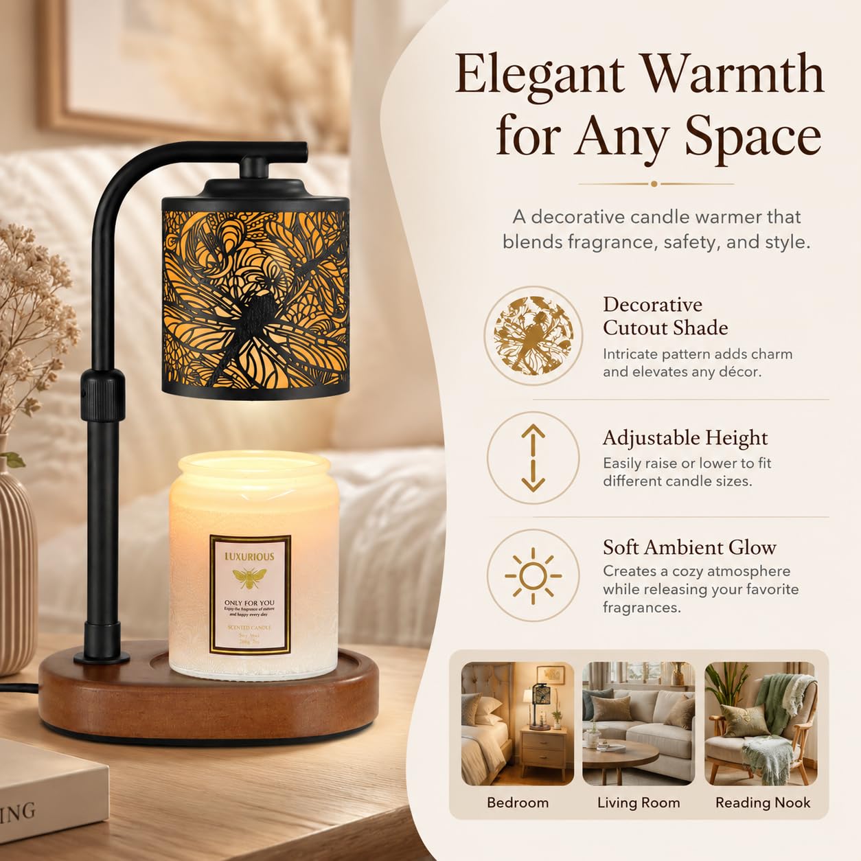 Candle Warmer Lamp with Timer Dragonfly Electric Candle Lamp Warmer