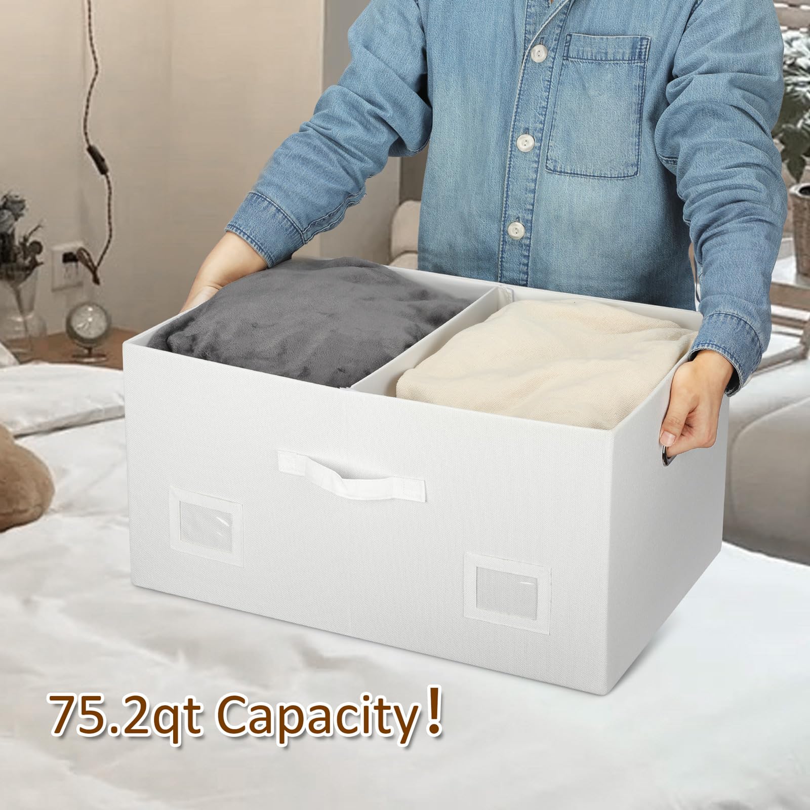 75 Quarts Extra Large Decorative Storage Bins with Lids (3 Count)