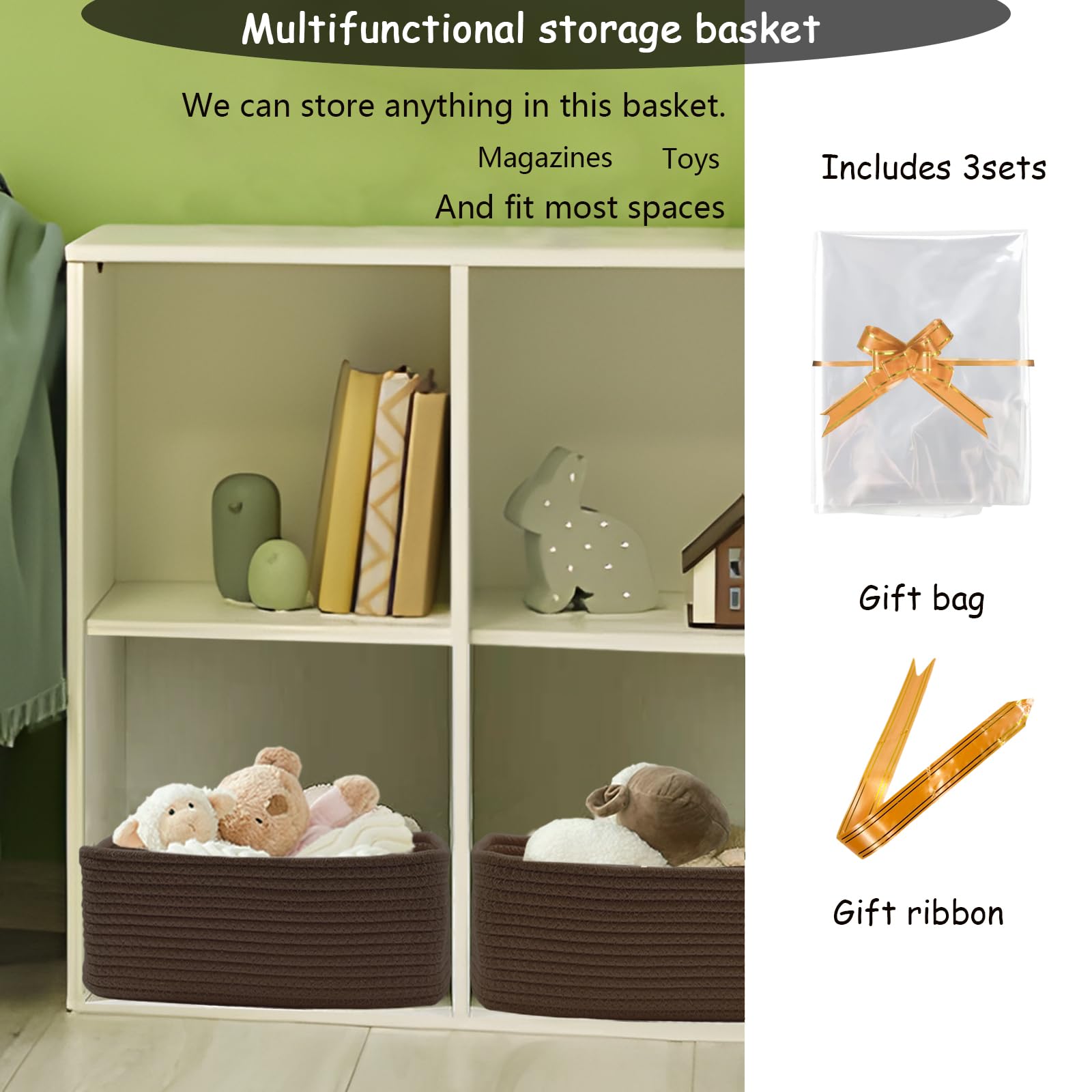COMFY HOMI 11.5"x7.5"x4.7" Storage Baskets for Organizing (3 Count)