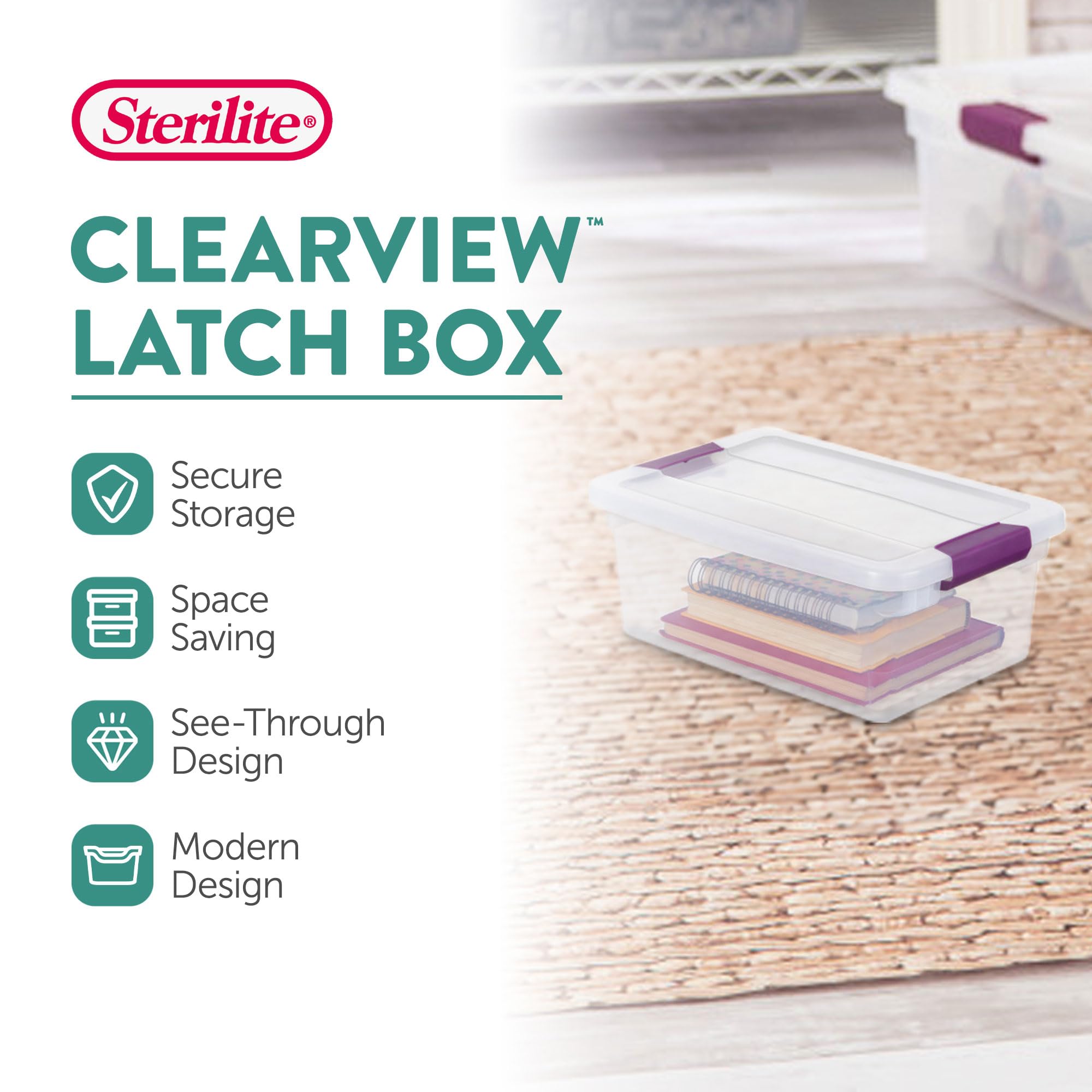 6 Qt ClearView Latch Storage Box Stackable Bin with Latching Lid