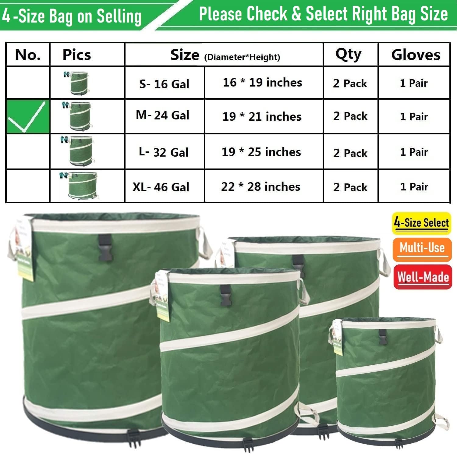 2 Pack 24 Gallon Collapsible Trash Can (2 Count)